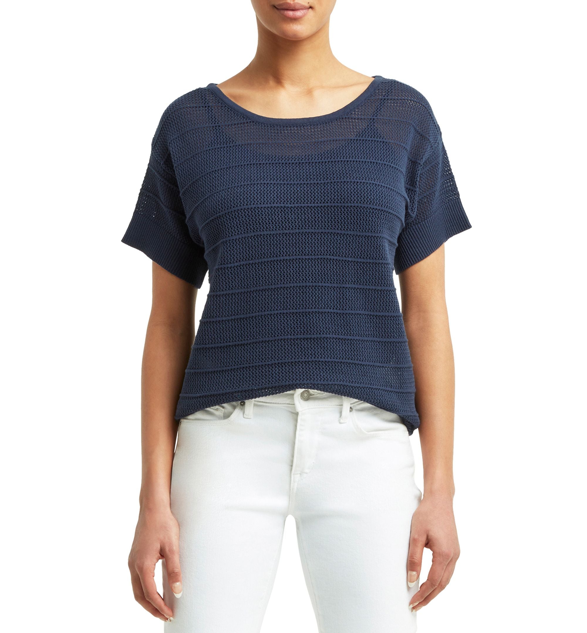 H Halston Short-Sleeve Boat Neck Sweater