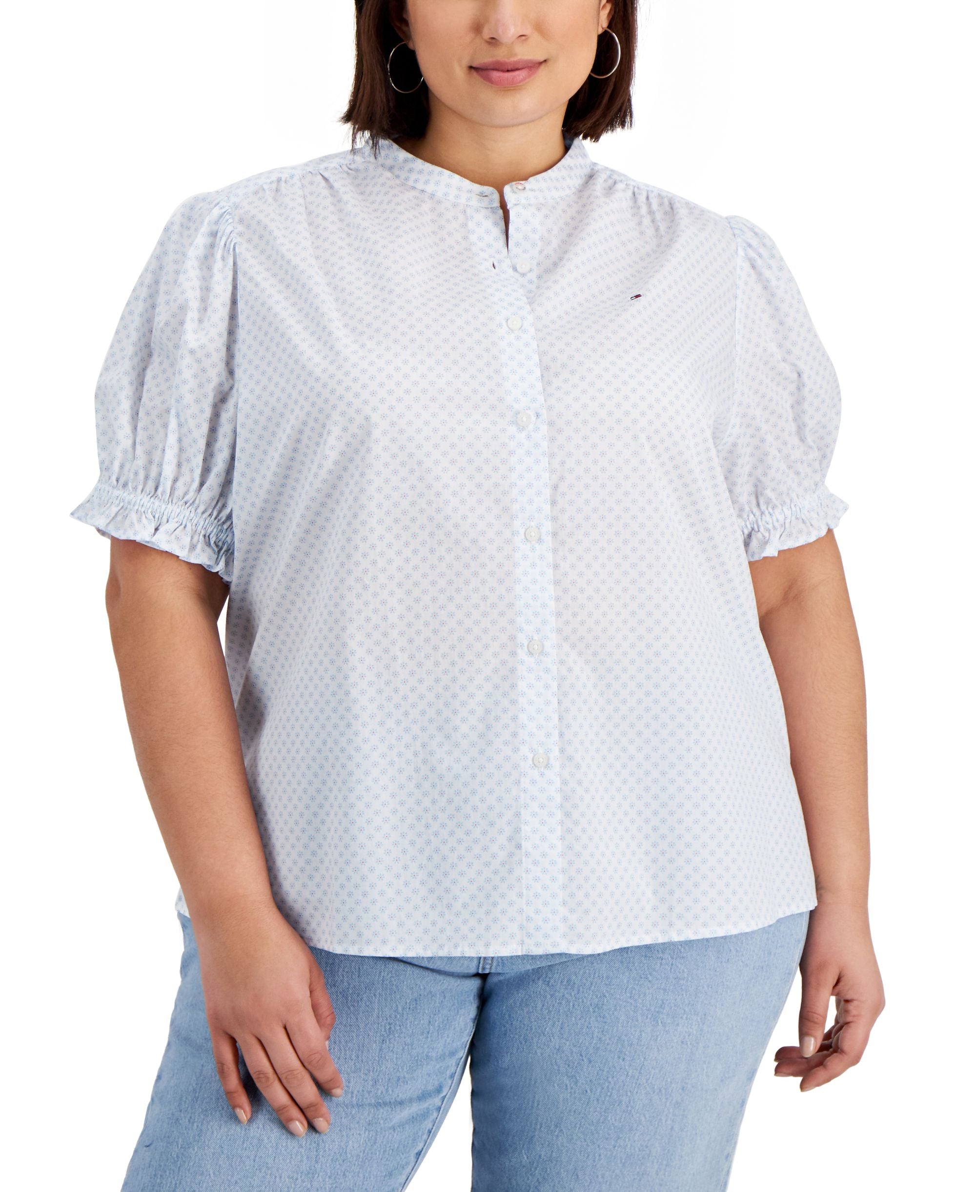 Tommy Hilfiger Plus Size Cotton Puff-Sleeve Modern Shirt