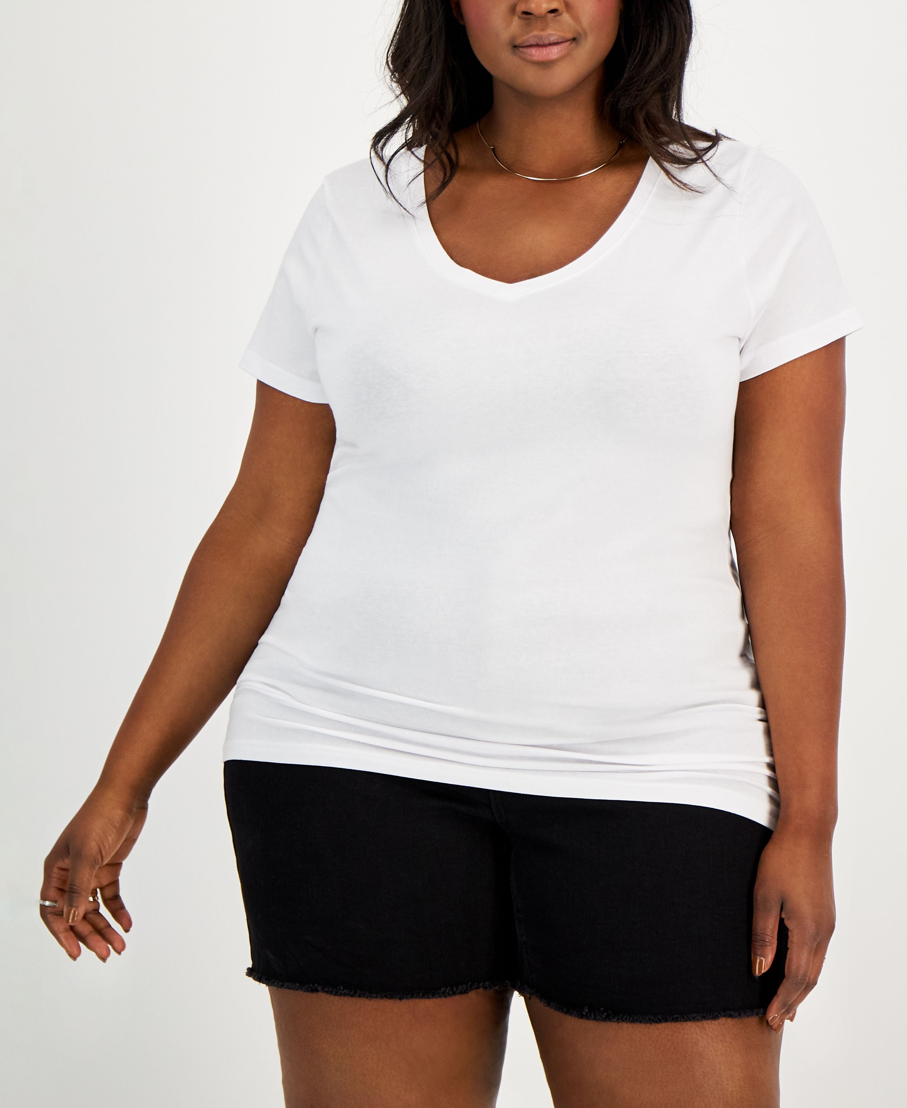 Modern Plus Size Fitted V-Neck T-Modern Shirt