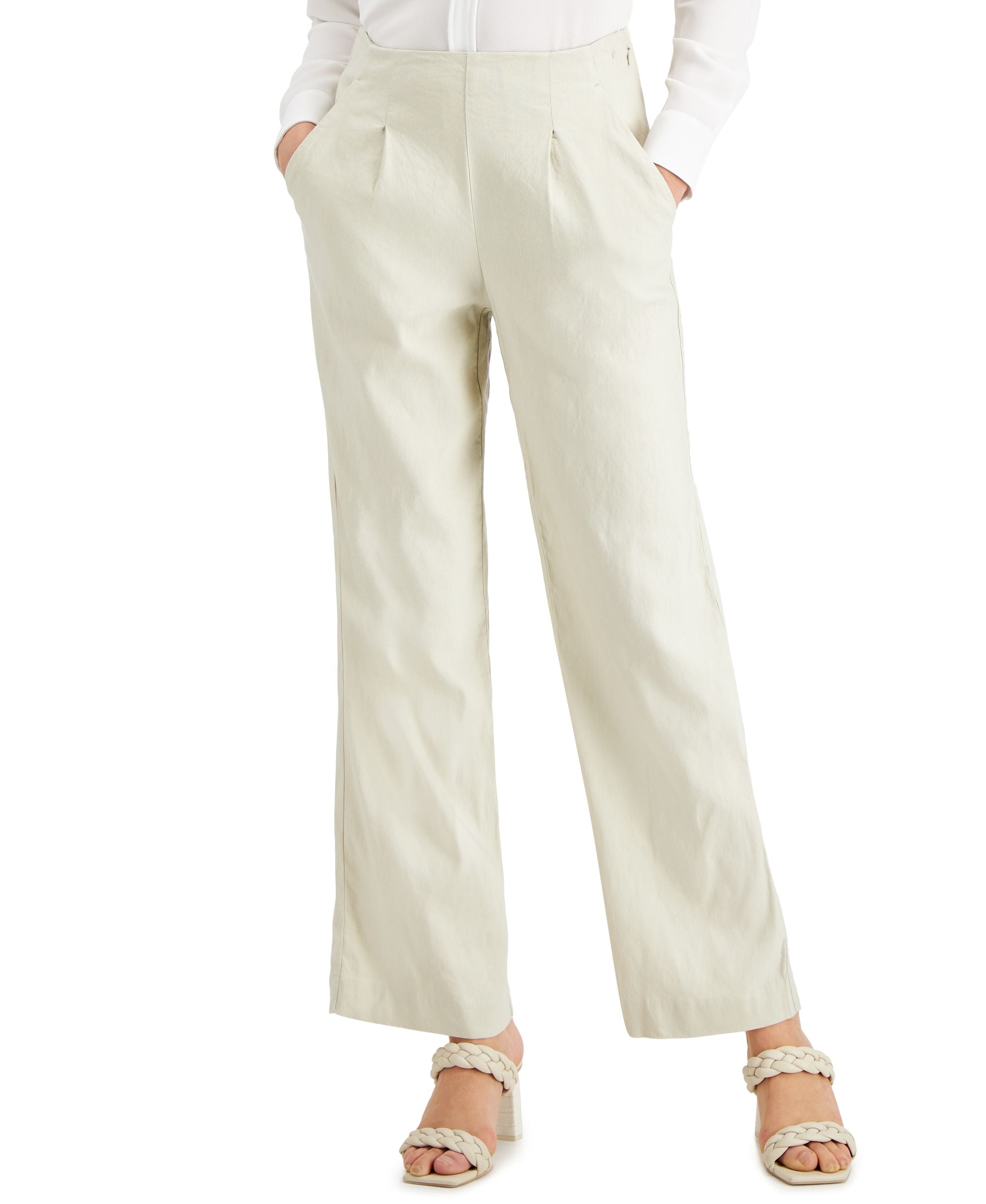 Alfani High Waist Linen-Blend Signature Pants