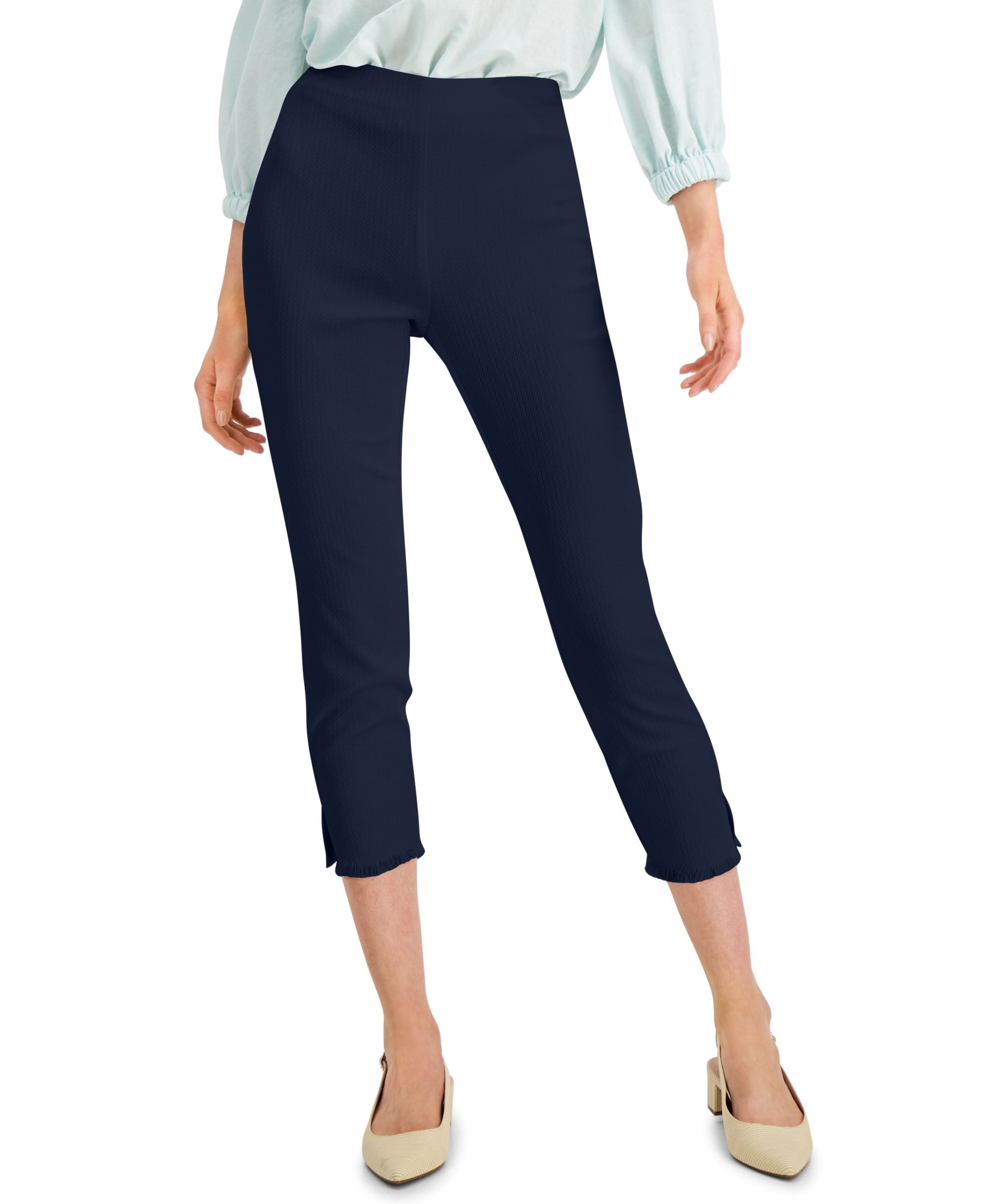 Alfani Textured Fringed Hem Ankle Signature Pants