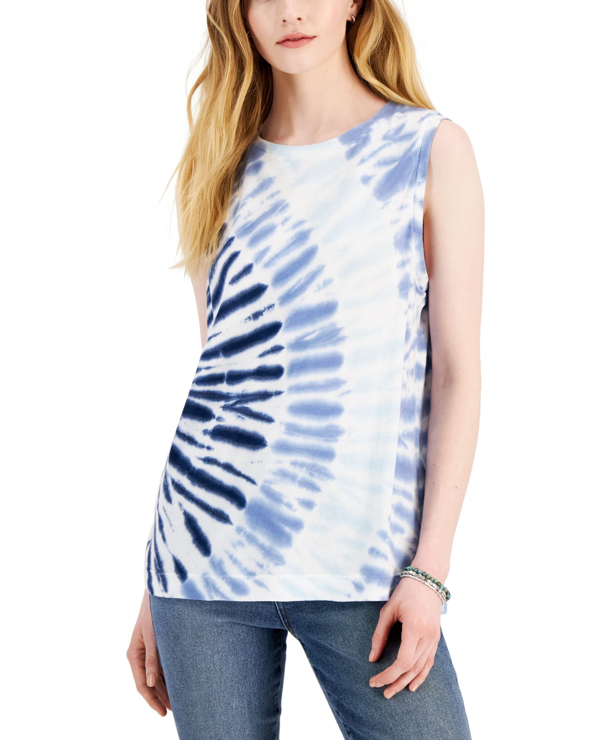 Style & Co Womens Cotton Tie Dyed Tank Premium Top