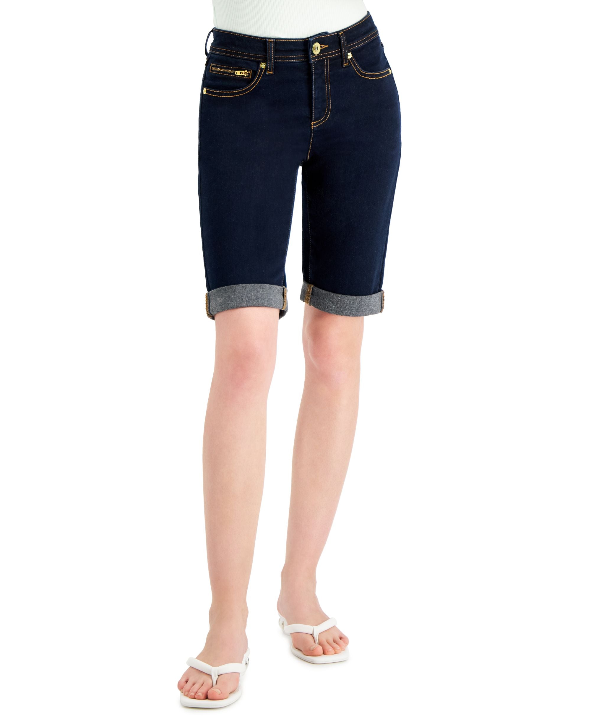 INC International Concepts Womens Mid Rise Cuffed Bermuda Premium Shorts
