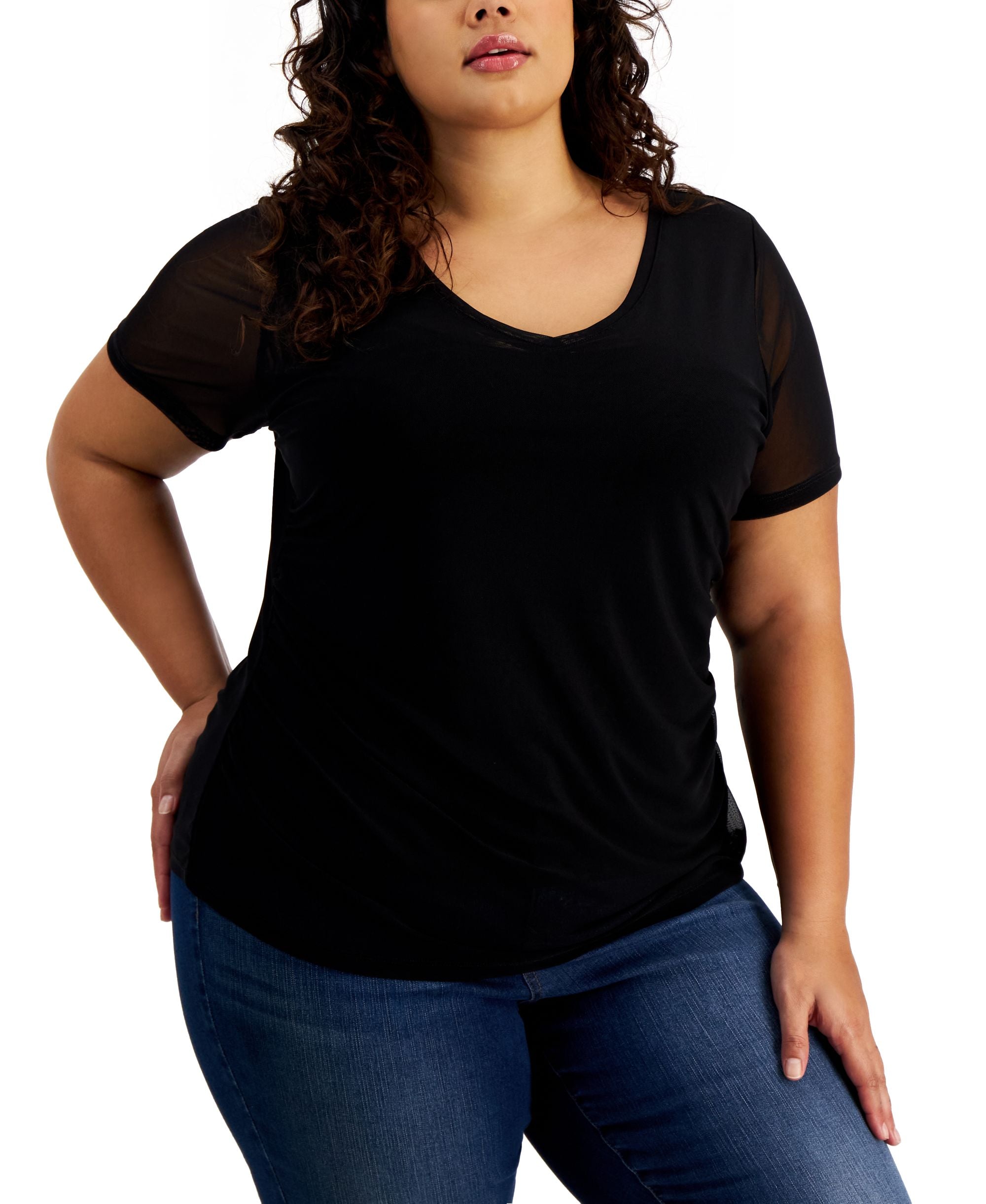 INC International Concepts Plus Size Mesh T-Modern Shirt
