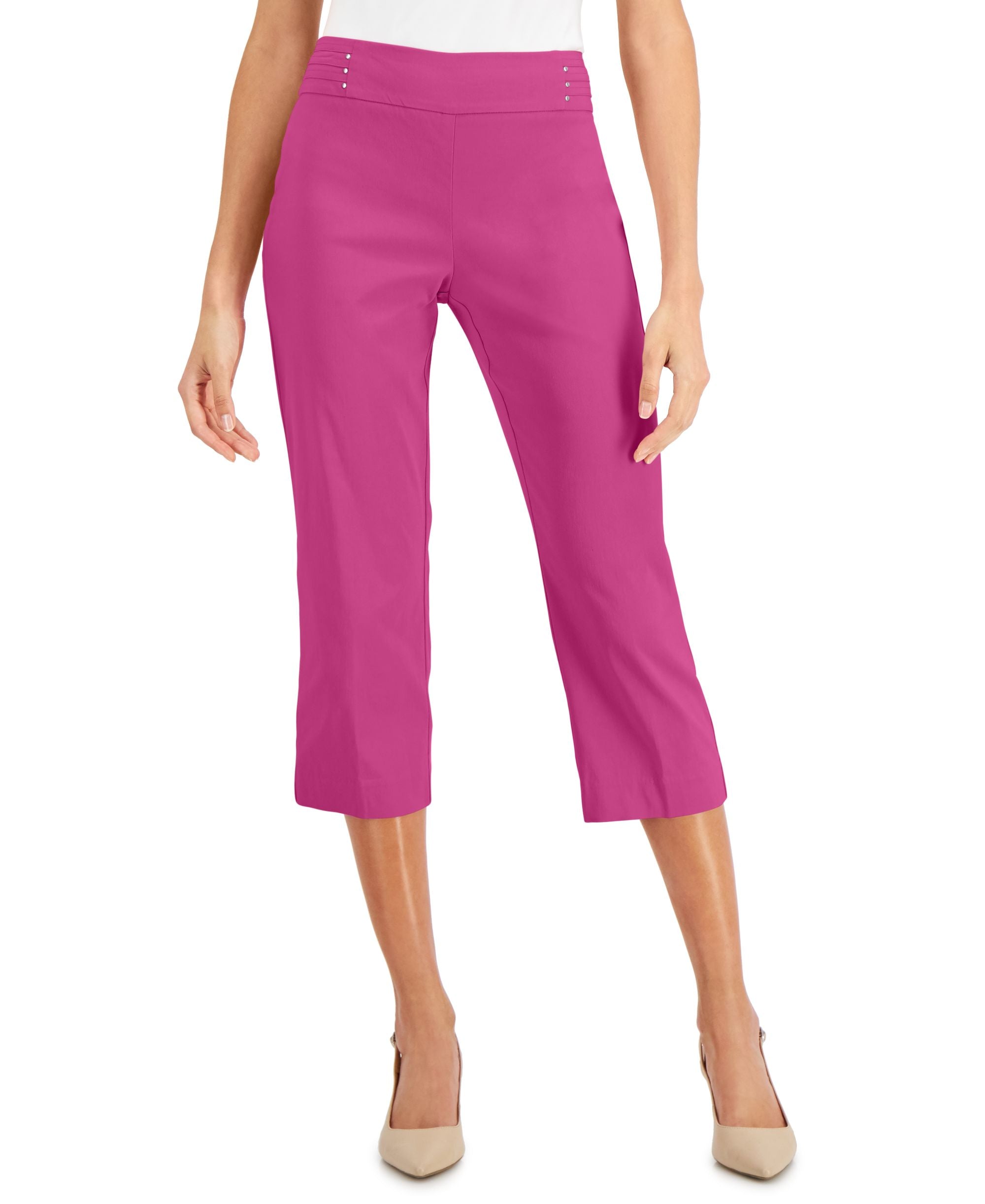 JM Collection Embellished Comfort-Waist Capri-Length Signature Pants