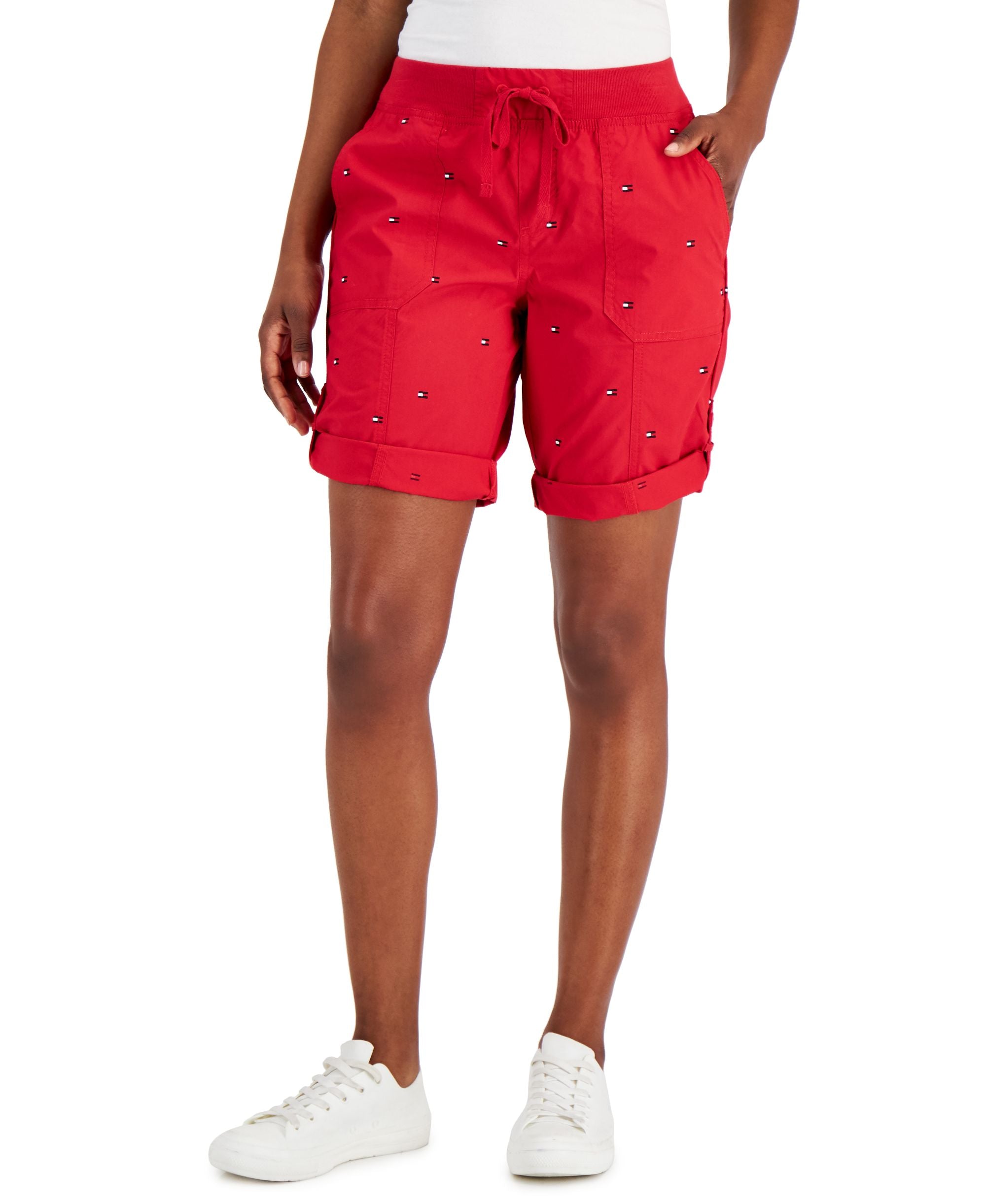 Tommy Hilfiger Womens Roll Cuff Utility Premium Shorts