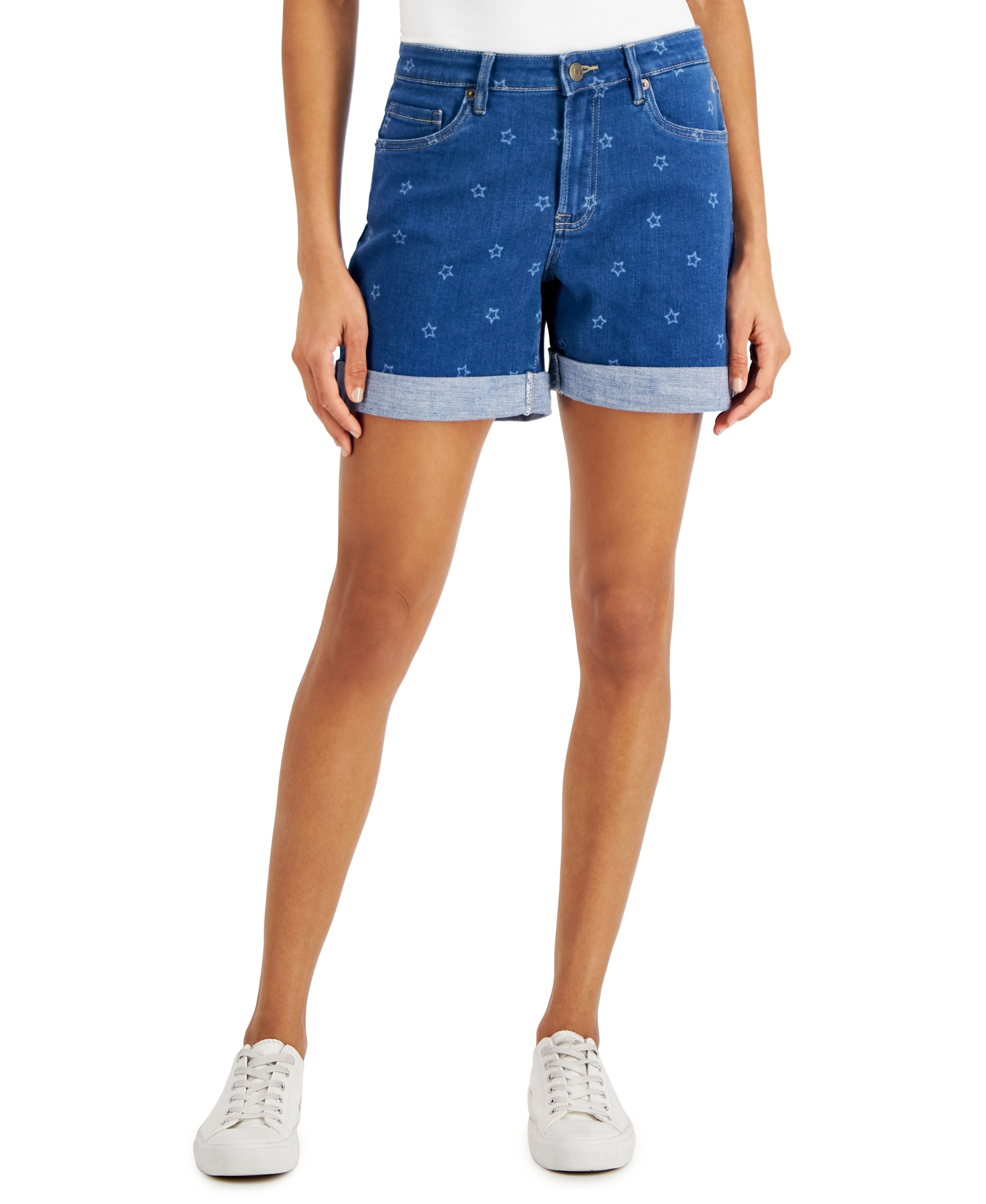 Women's Star-Print Denim Premium Shorts