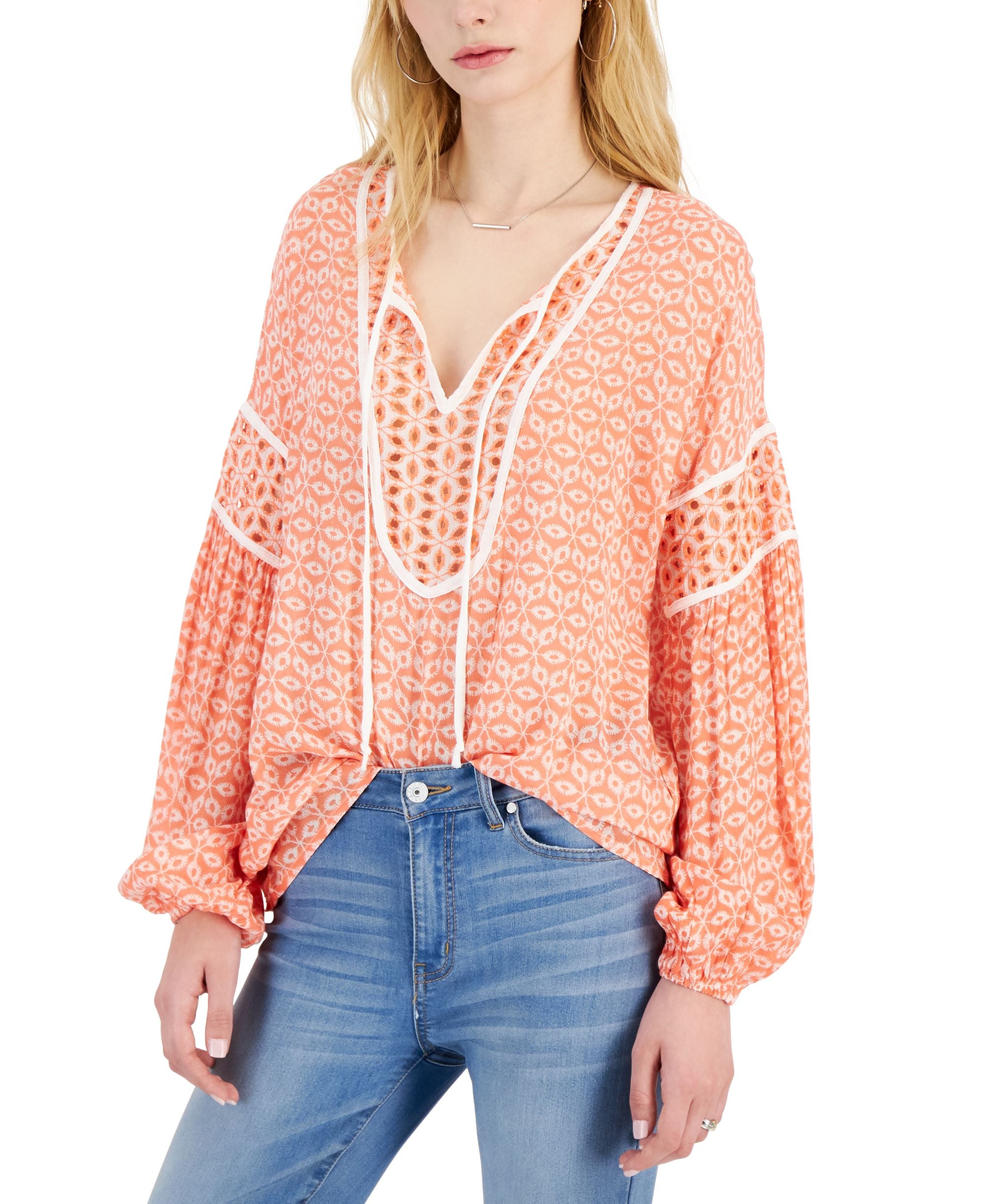 Fever Embroidered Peasant Premium Top