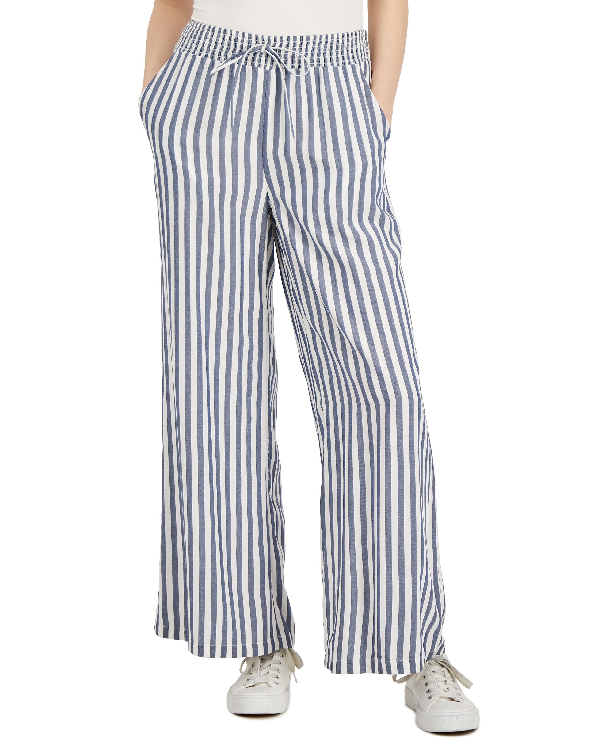 Style & Co Womens Striped Wide-Leg Comfort-Waist Signature Pants