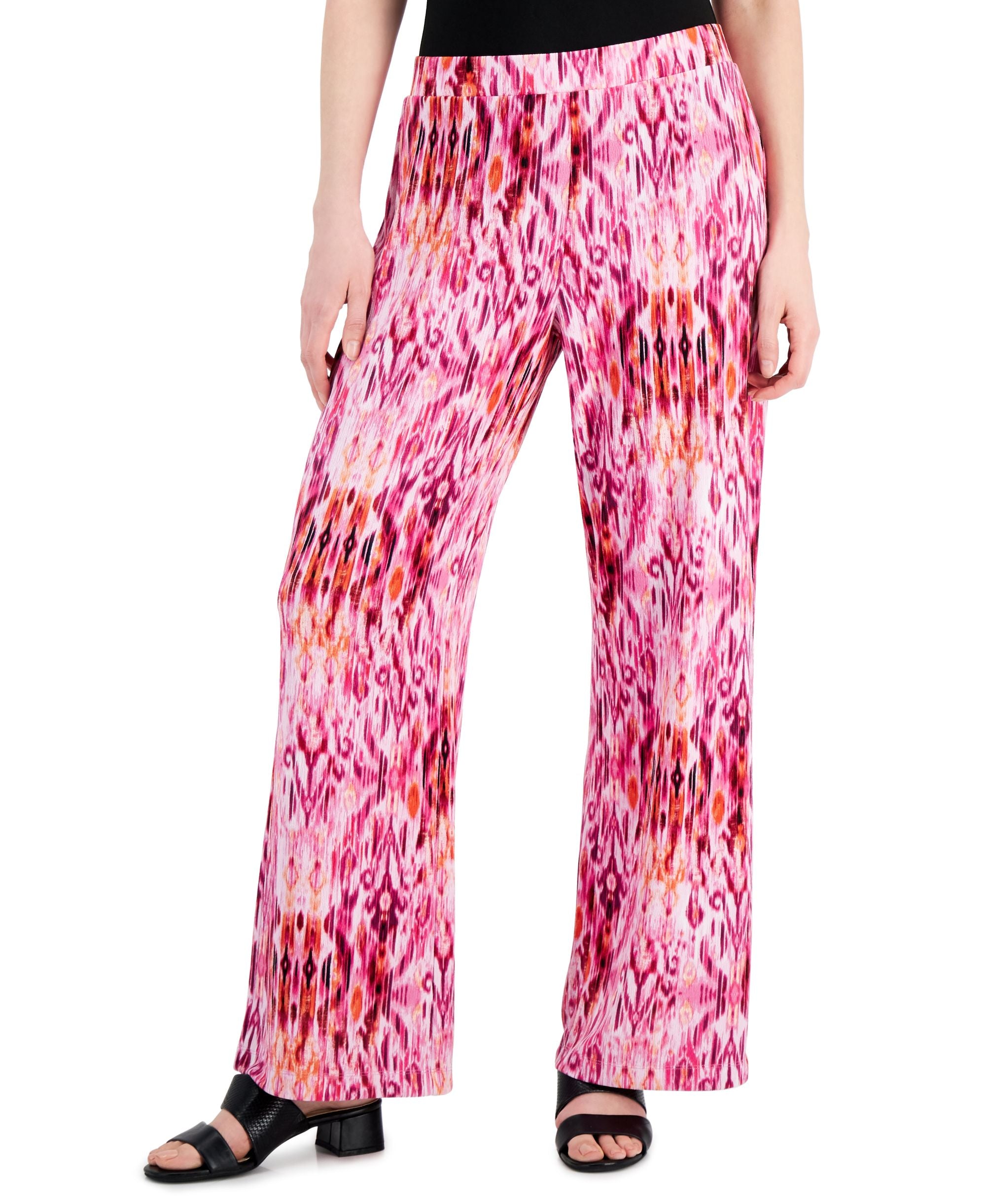 JM Collection Womens Ikat Dreams Printed Comfort-Waist Signature Pants