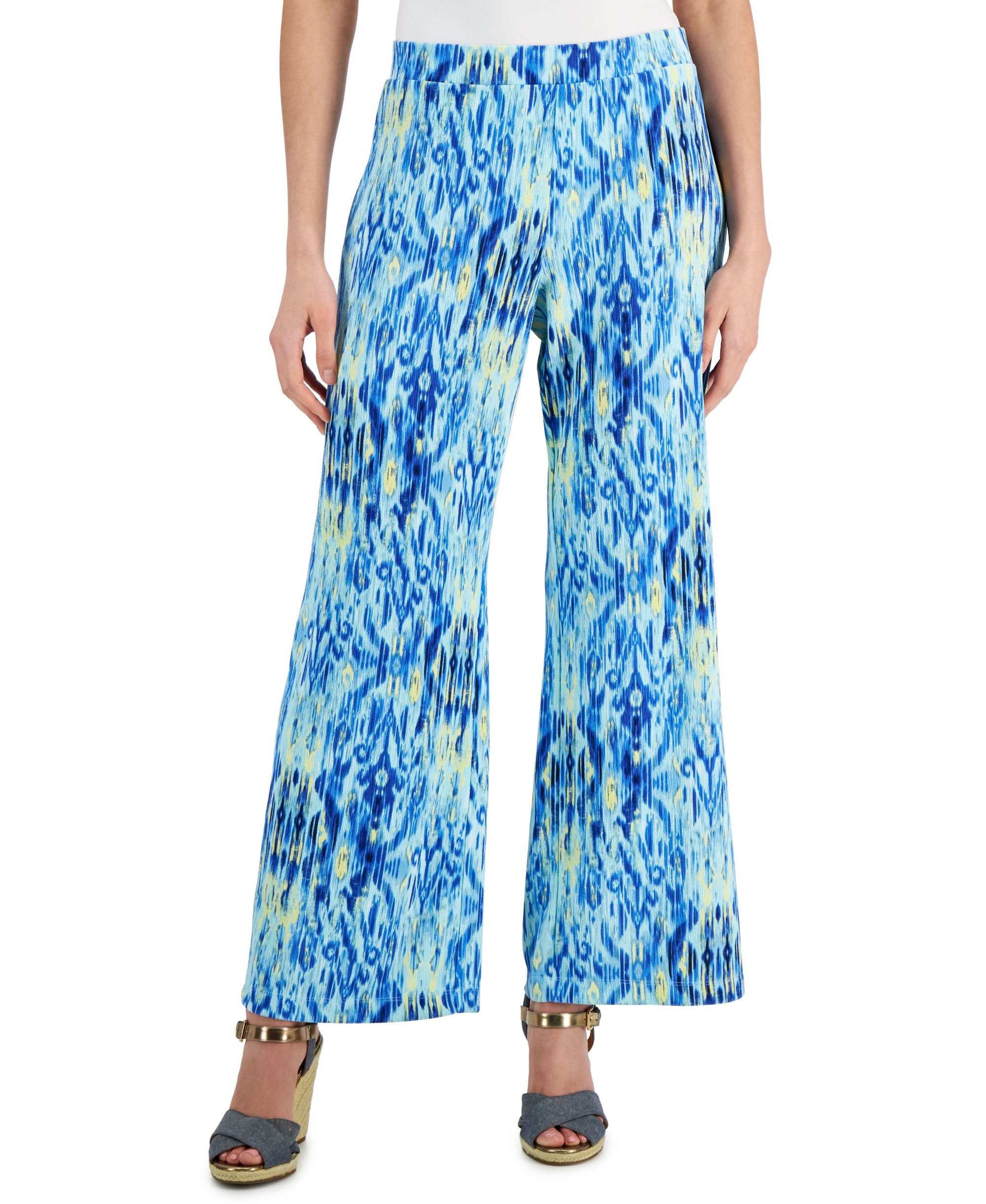JM Collection Womens Ikat Dreams Printed Comfort-Waist Signature Pants