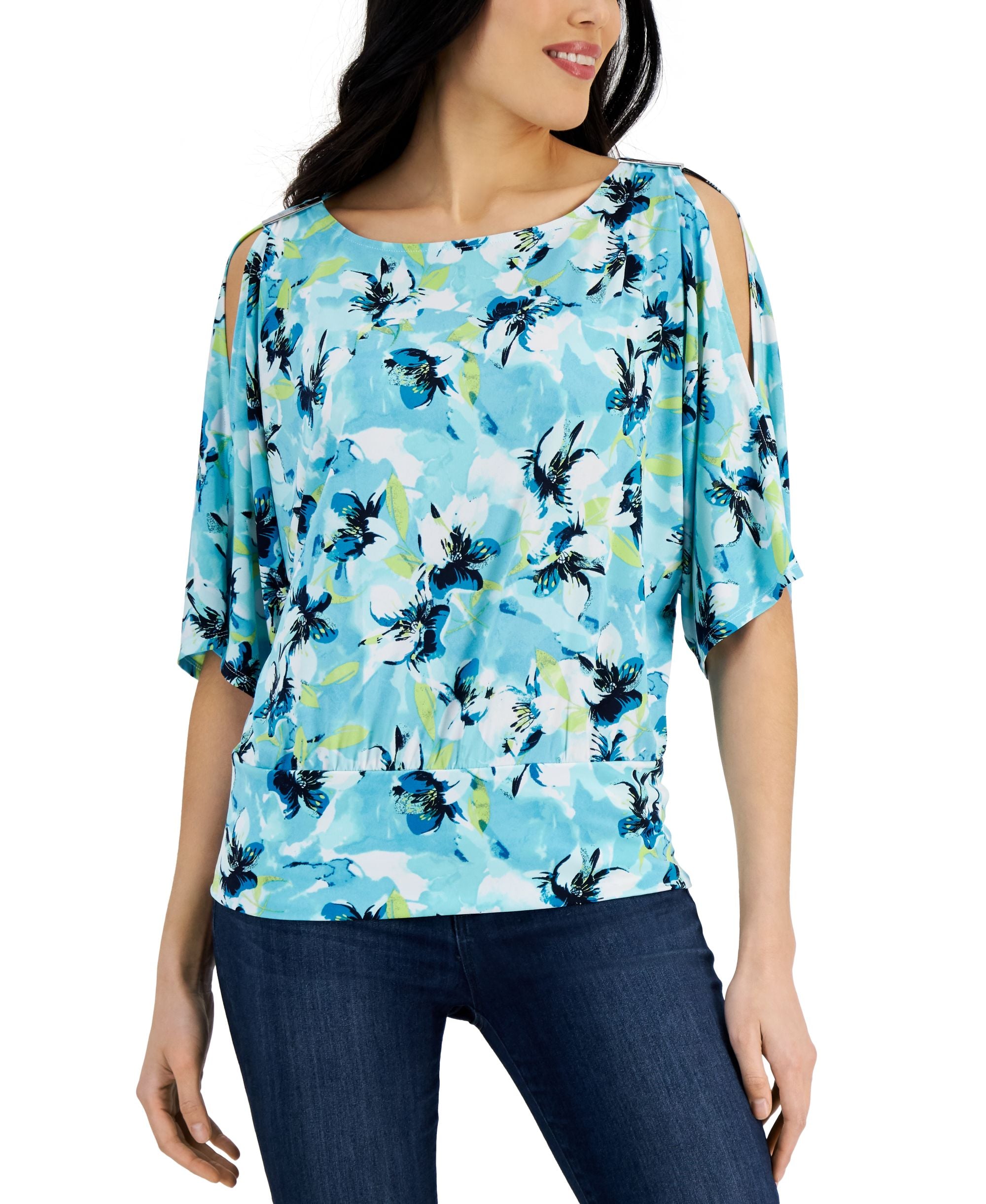 JM Collection Petite Split Dolman Sleeve Premium Top