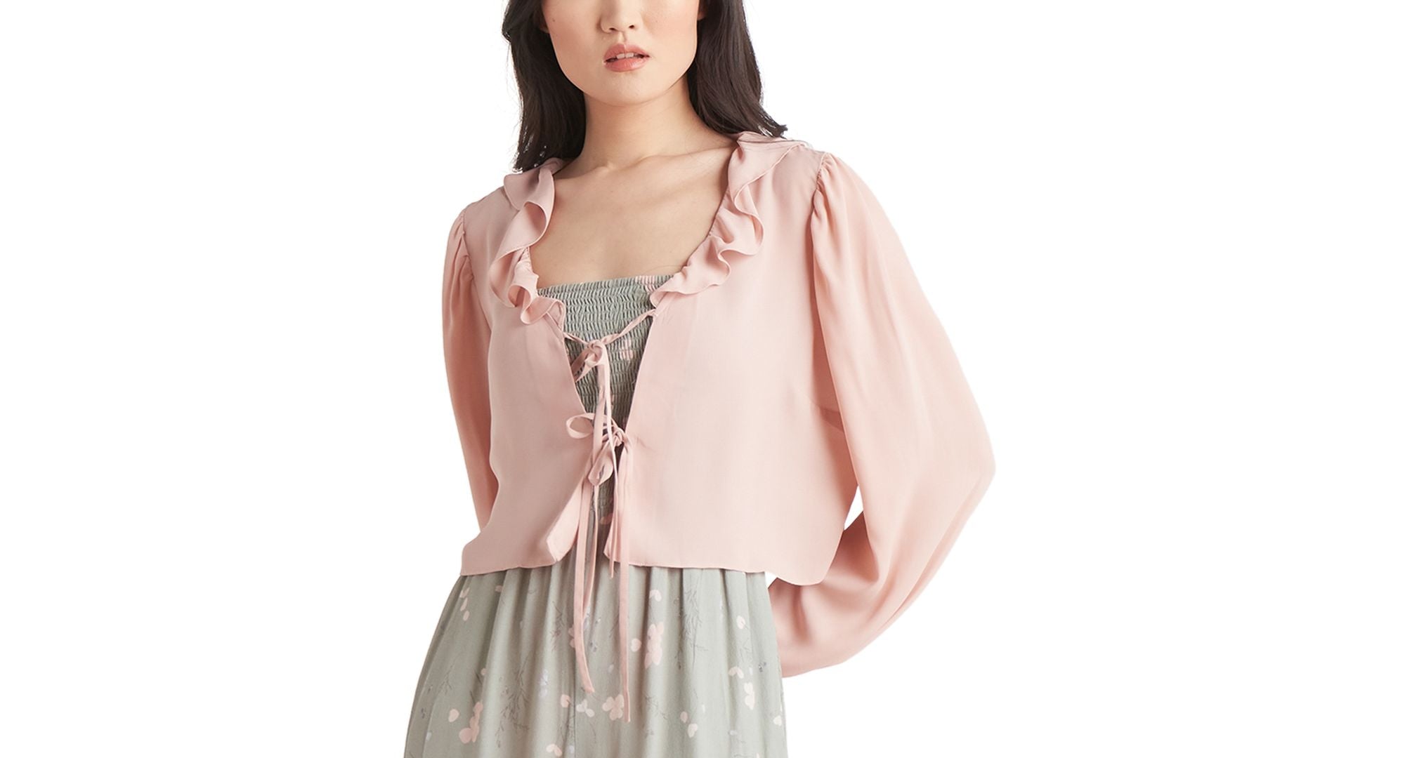 Black Tape Ruffled Tie Front Premium Top