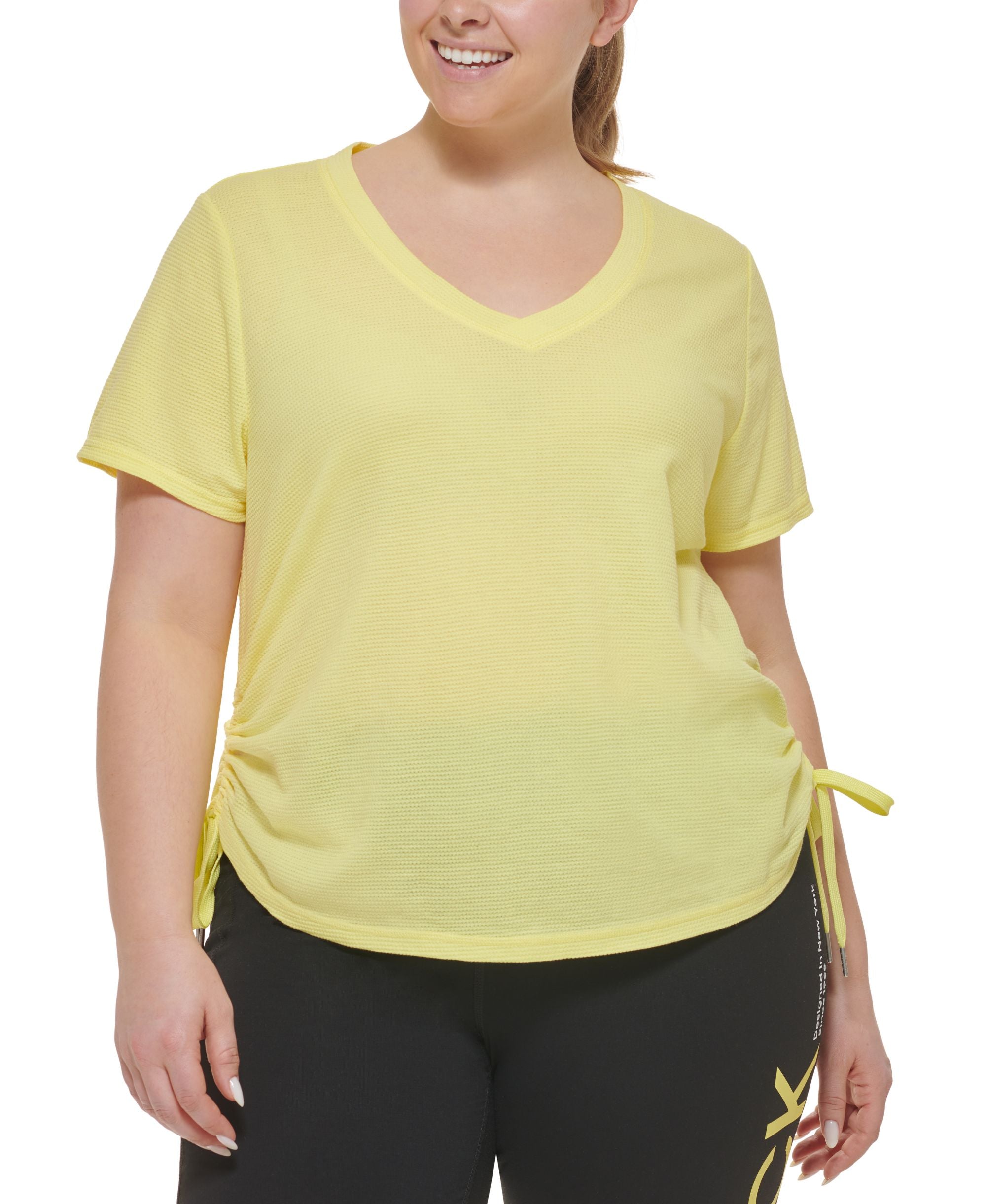 Plus Size Textured Side Ruched T-Modern Shirt