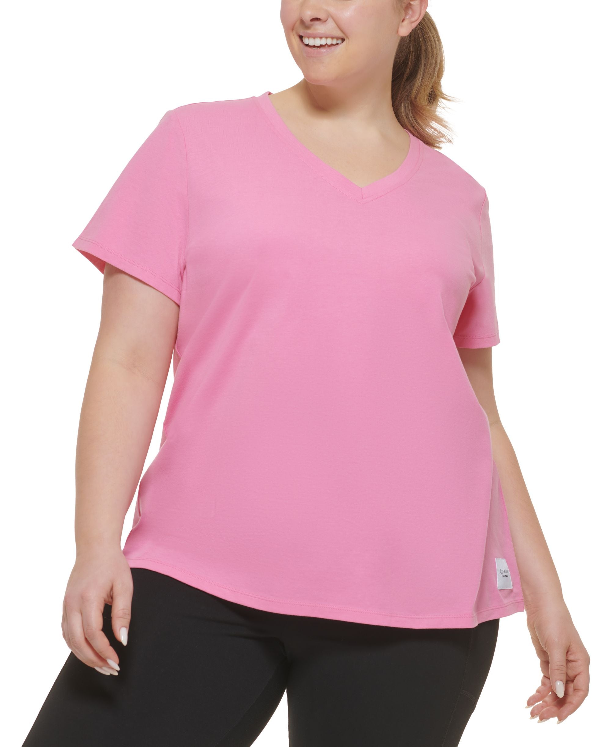 Calvin Klein Performance Womens Plus V-Neck Fitness Pullover Premium Top