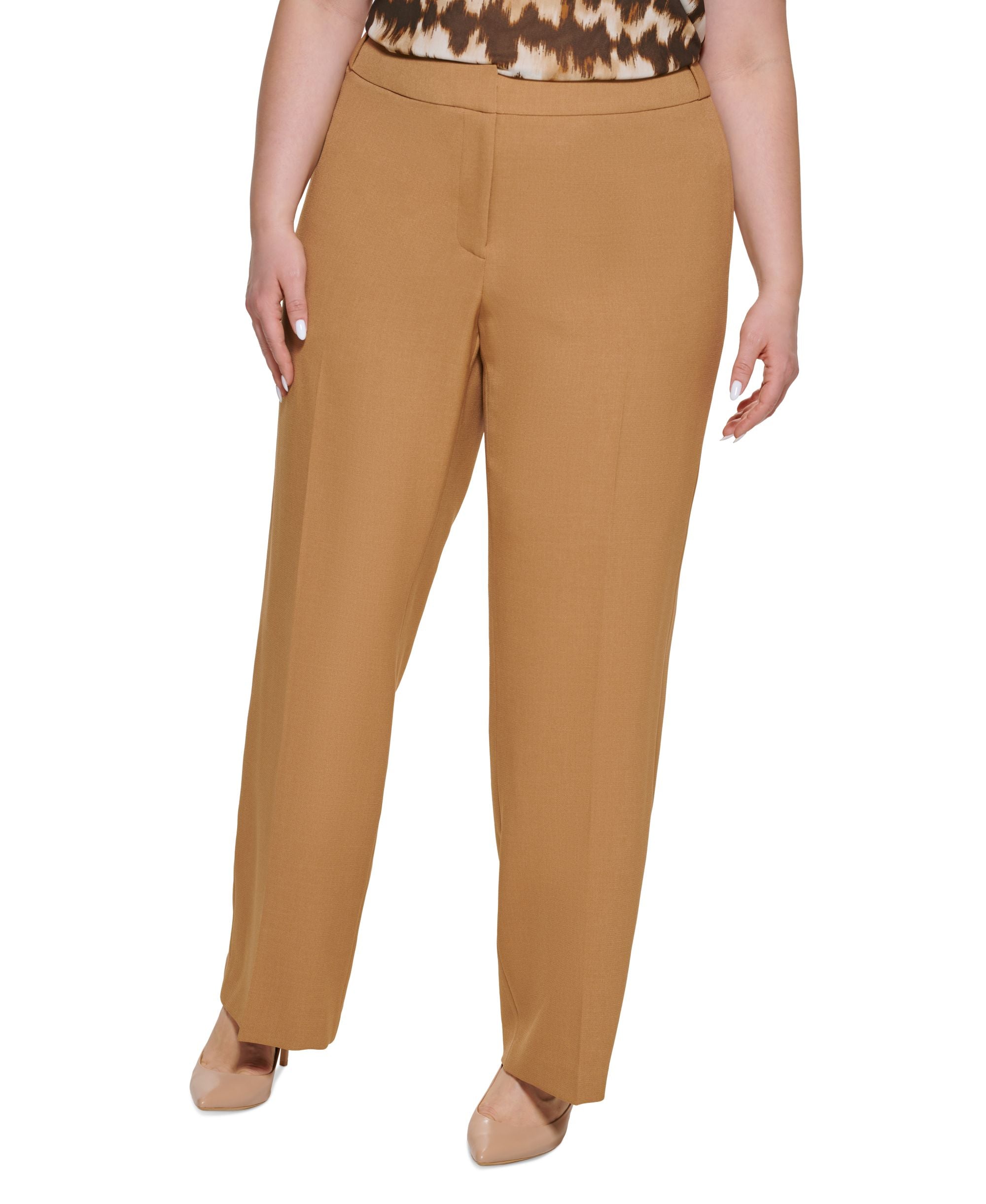 Calvin Klein Plus Size Highline Textured Low Rise Tapered Ankle Signature Pants