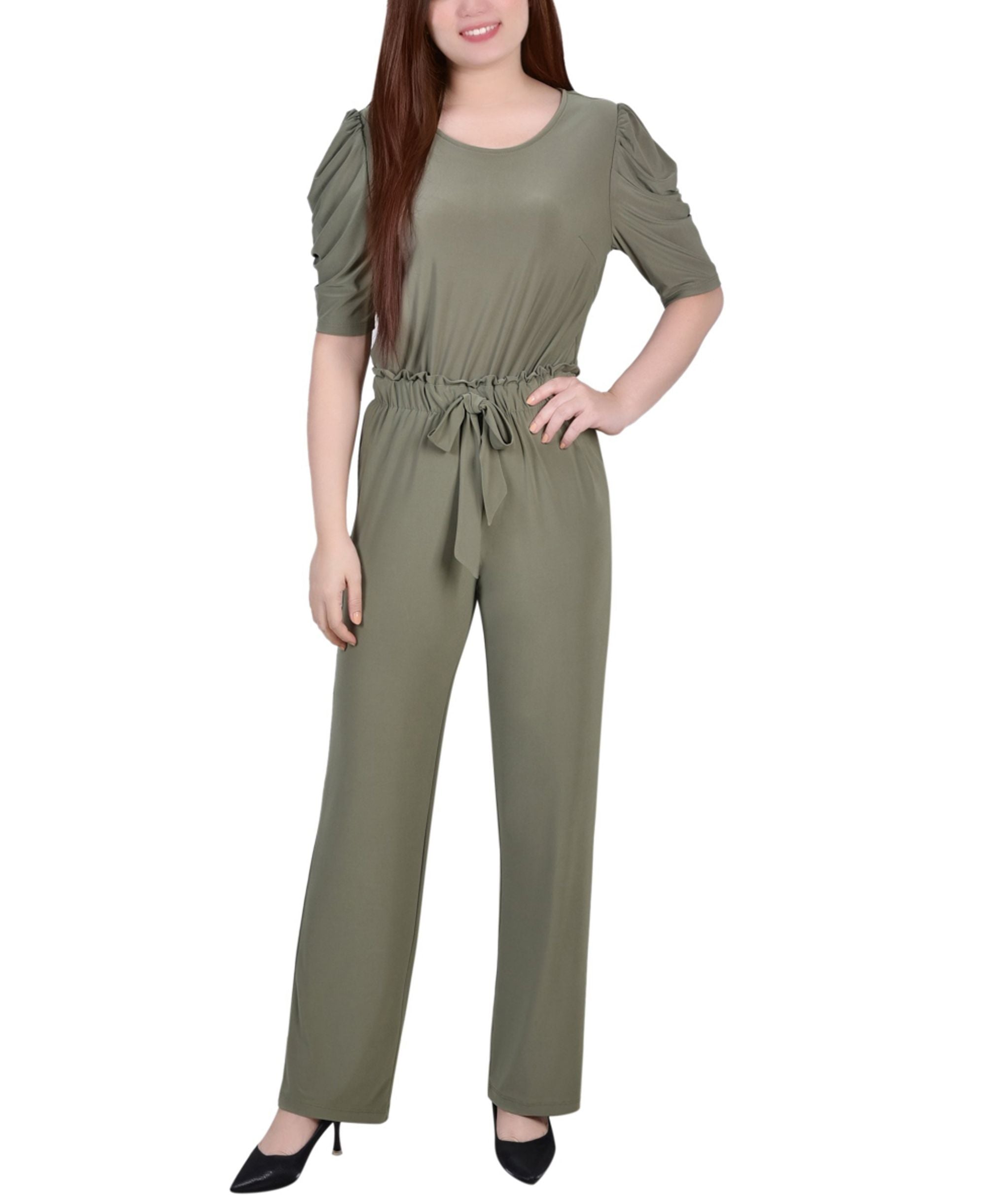 Petite Size Elbow Sleeve Jumpsuit Signature Pants
