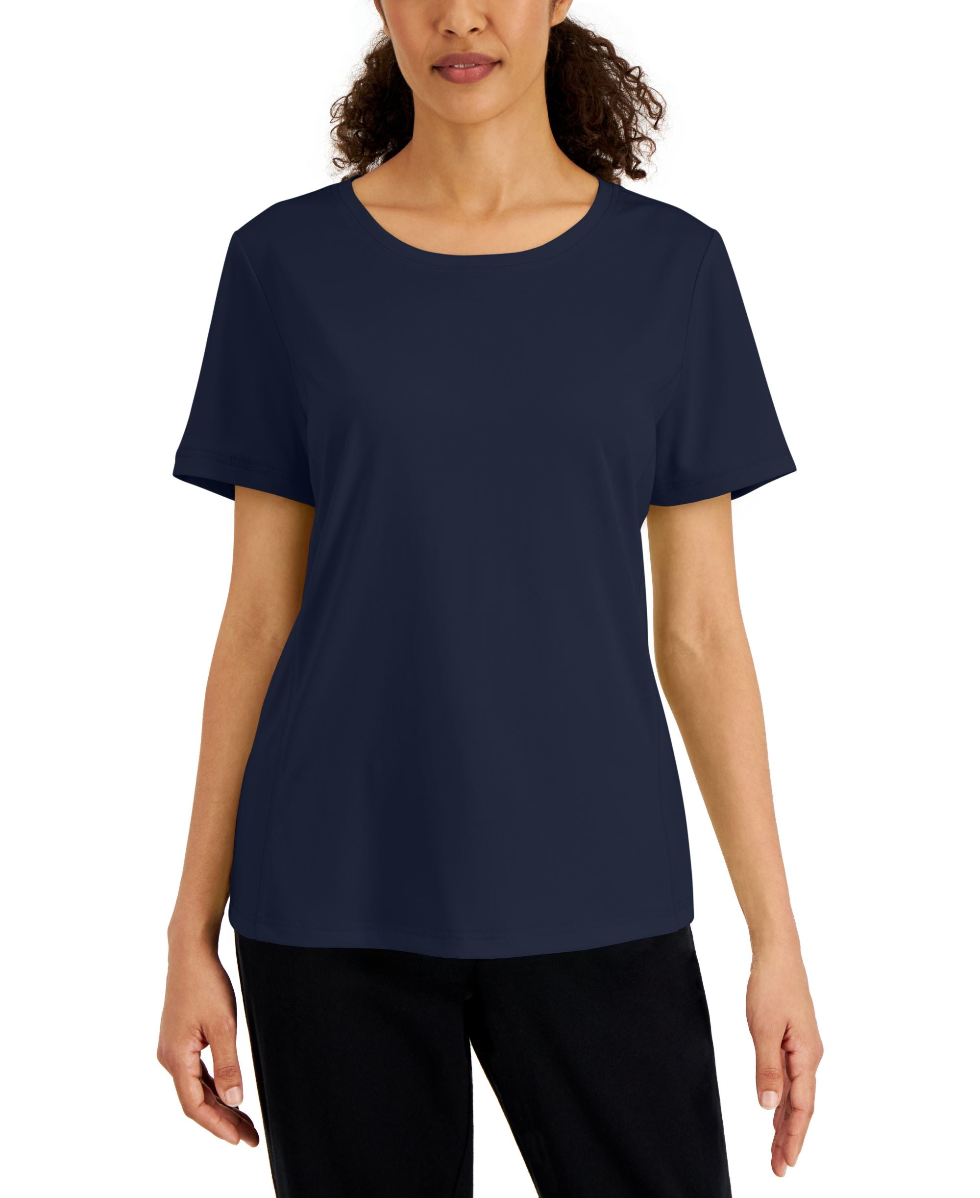 Karen Scott Womens Short-Sleeve Solid Knit T-Modern Shirt