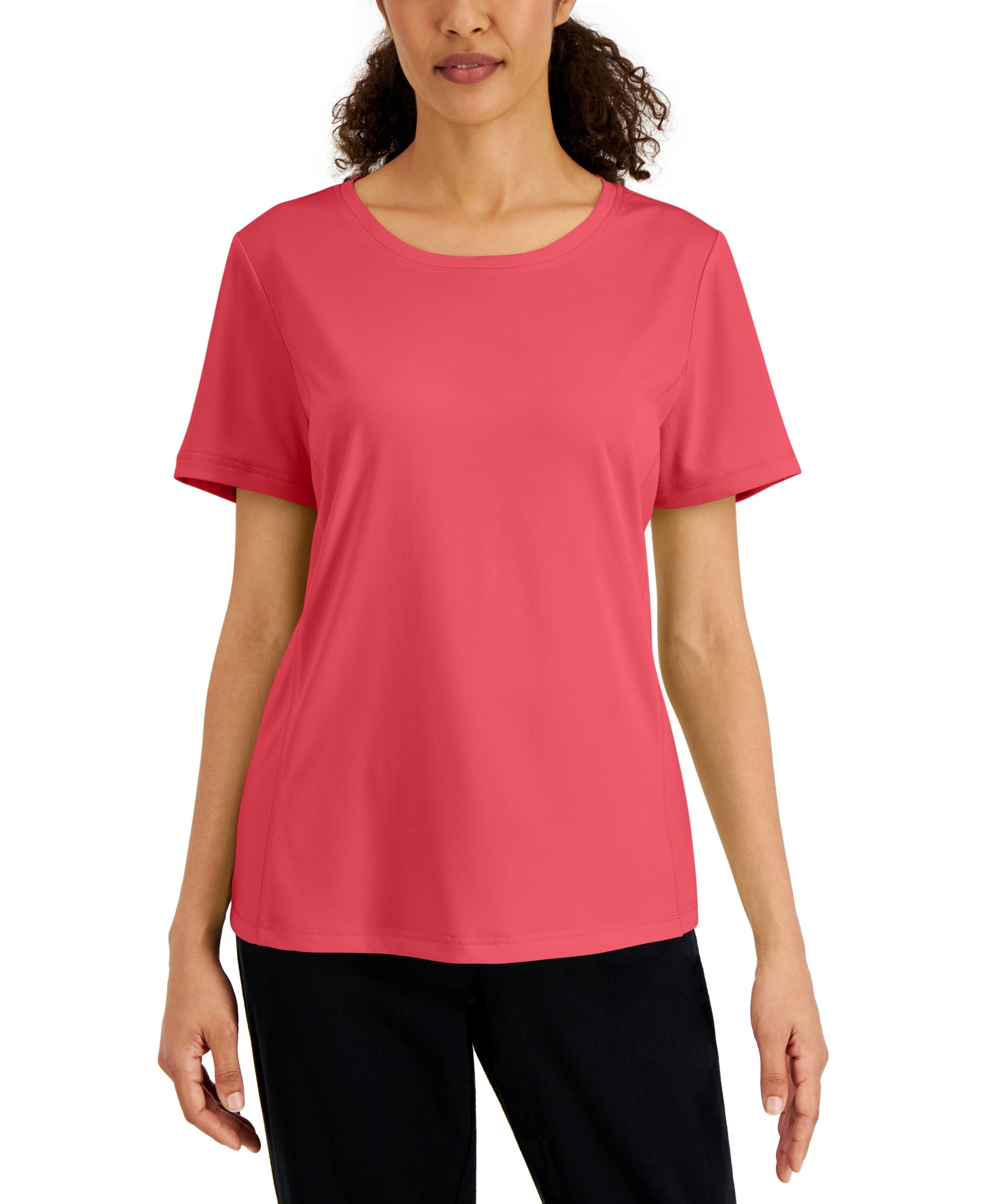 Karen Scott Womens Short-Sleeve Solid Knit T-Modern Shirt