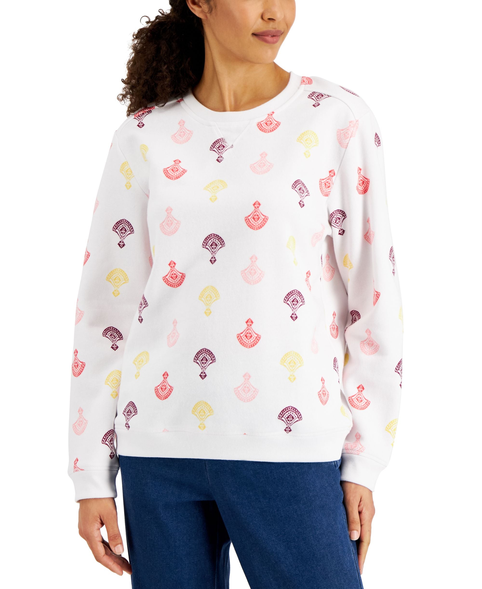 Karen Scott Womens Printed Fleece Premium Top