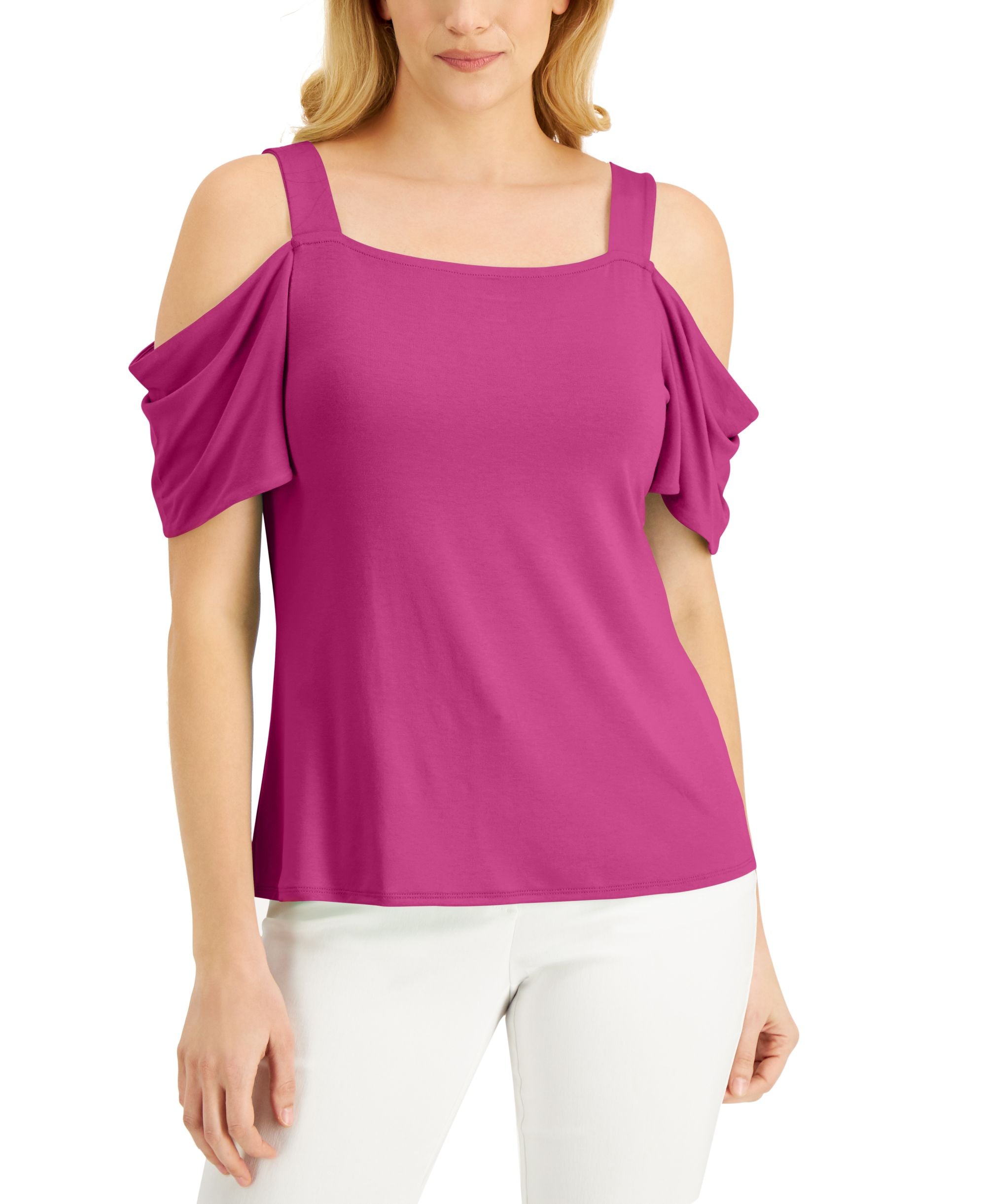 JM Collection Cold Shoulder Premium Top