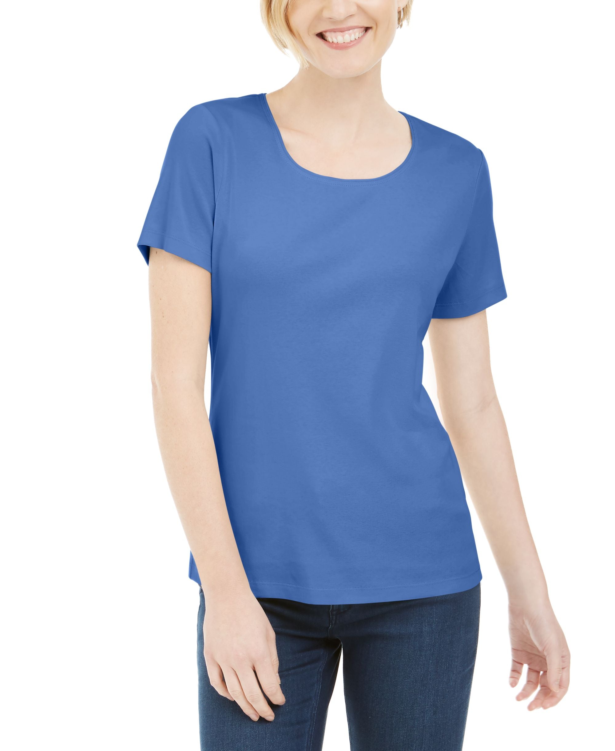 Karen Scott Petite Cotton Scoop Neck Premium Top