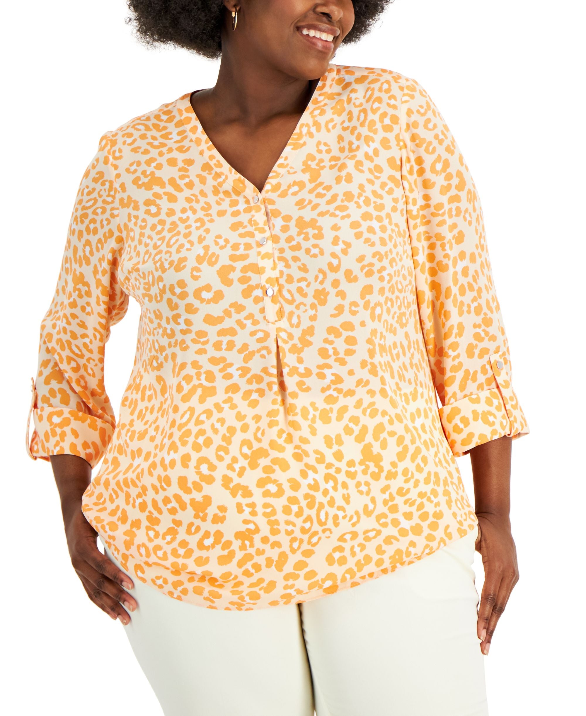 JM Collection Plus Size Wildest Spot Premium Top