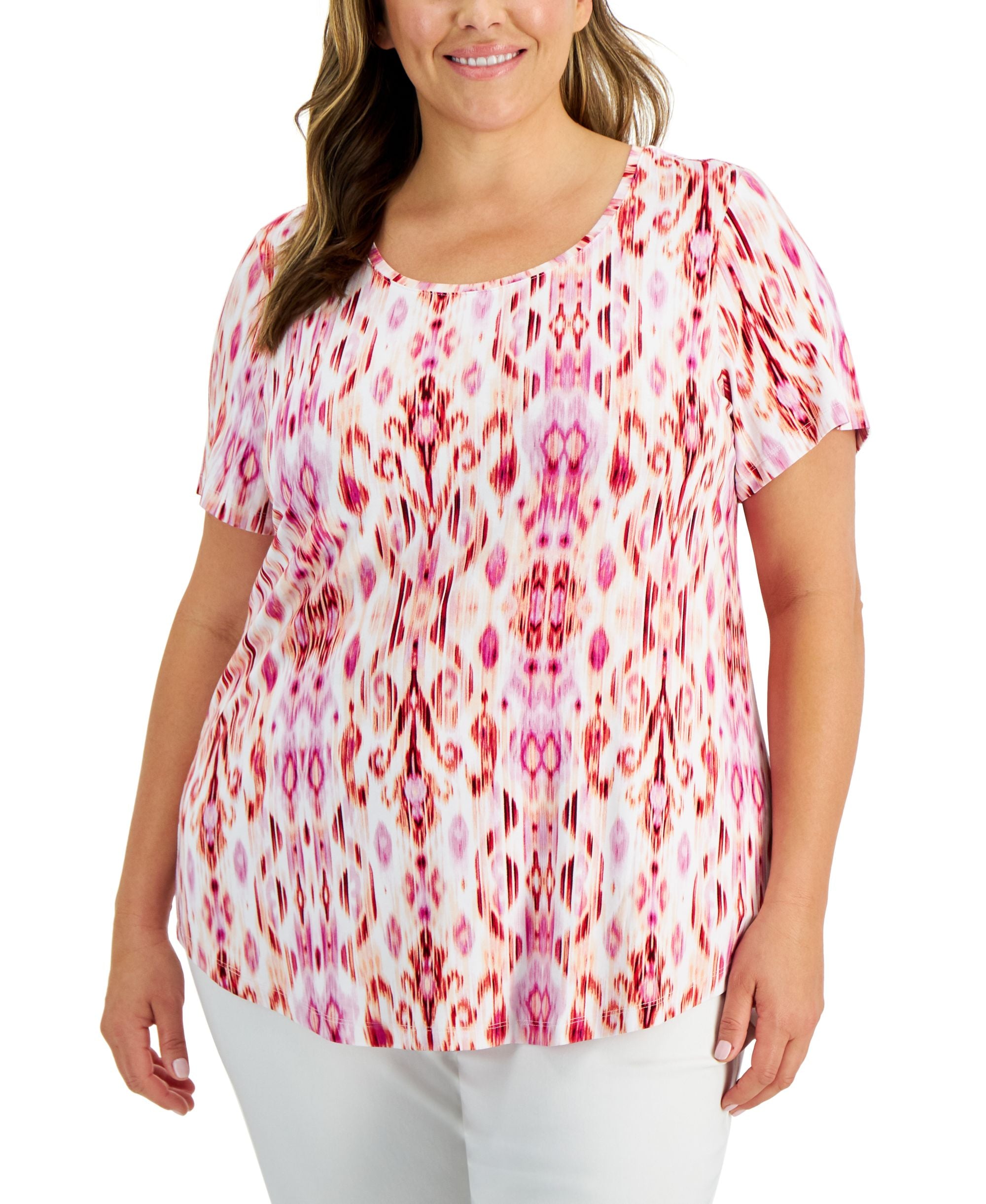 JM Collection Plus Size Market Print Premium Top