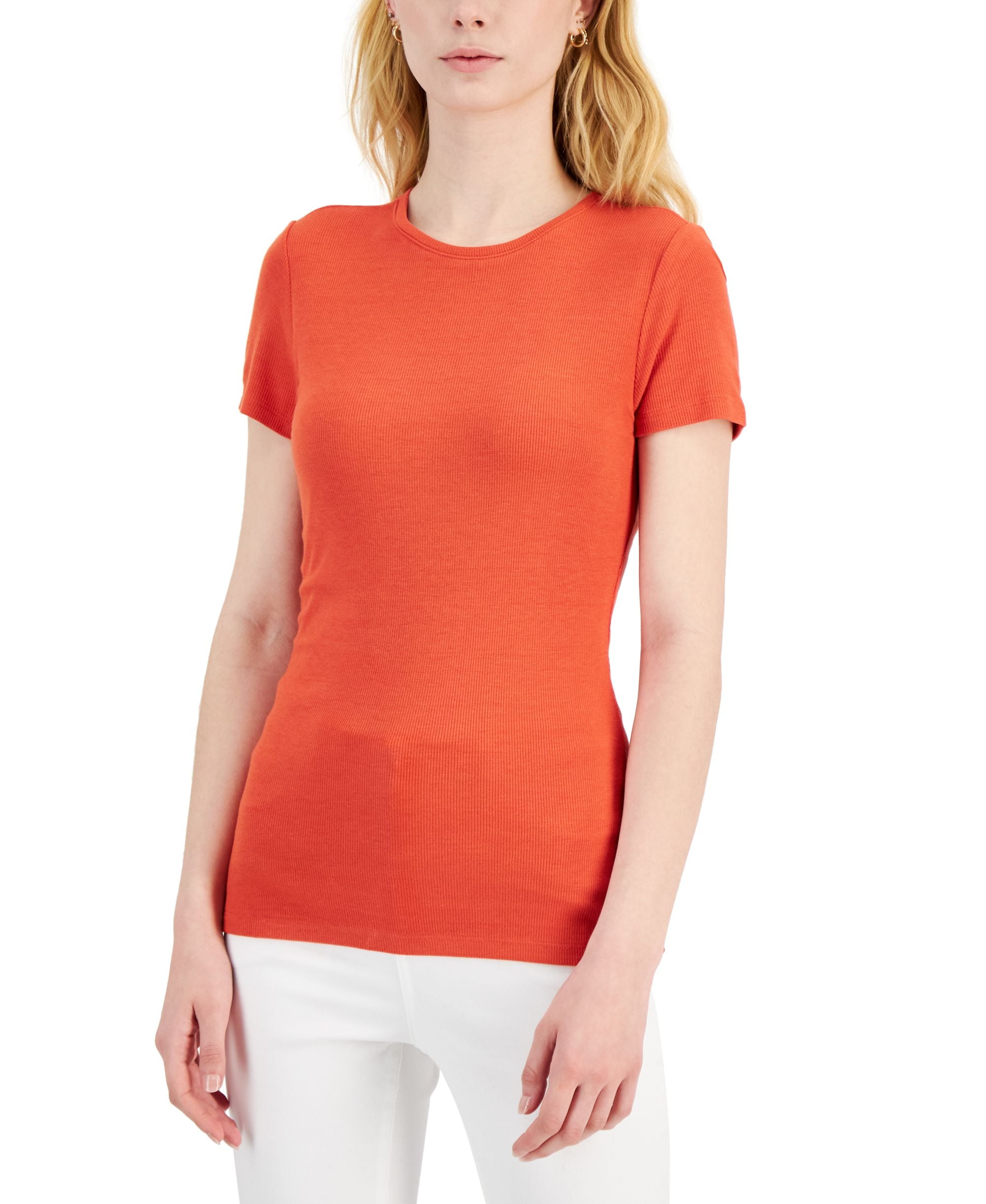 INC International Concepts Womens Ribbed Crewneck T-Modern Shirt