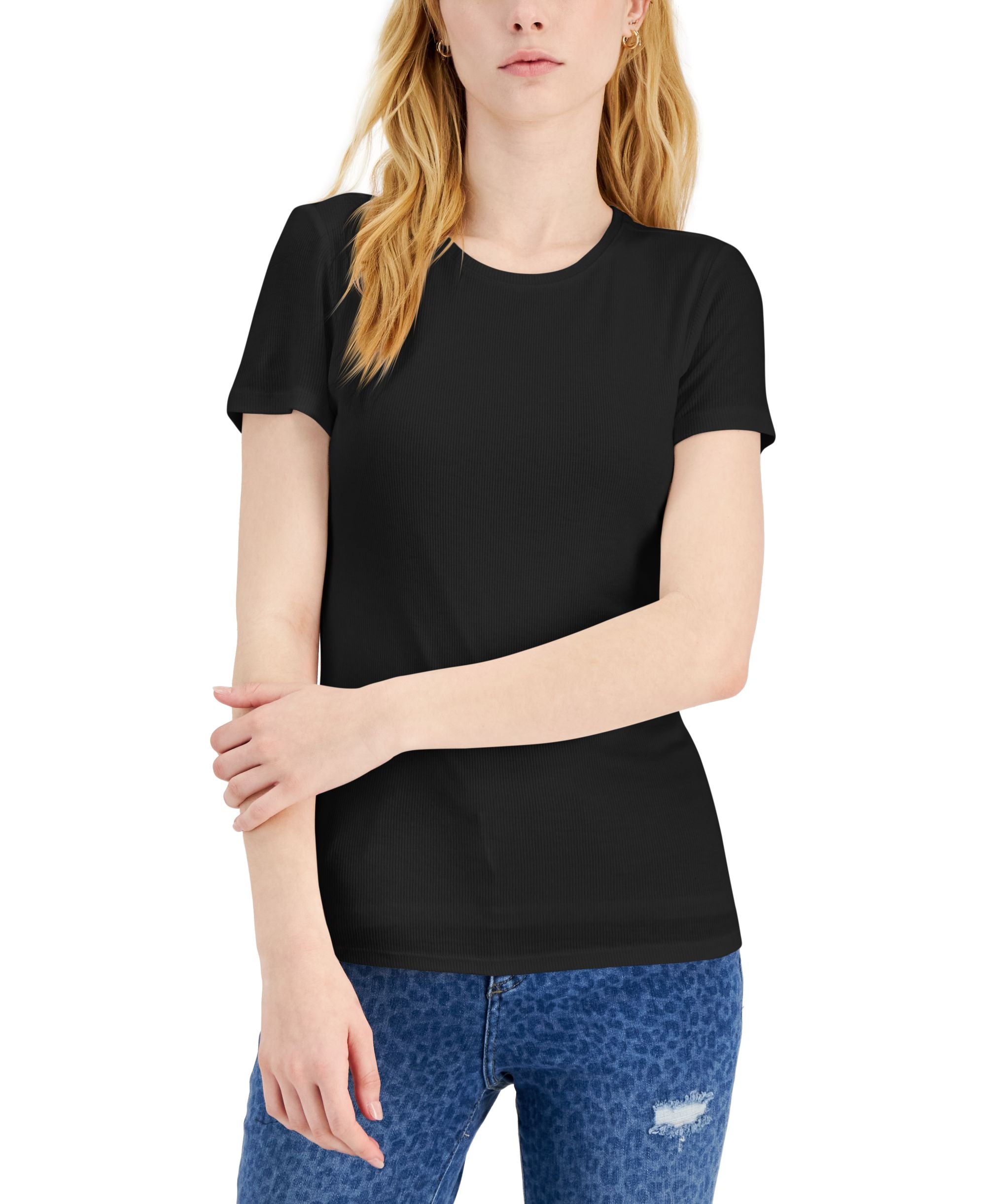 INC International Concepts Womens Ribbed Crewneck T-Modern Shirt