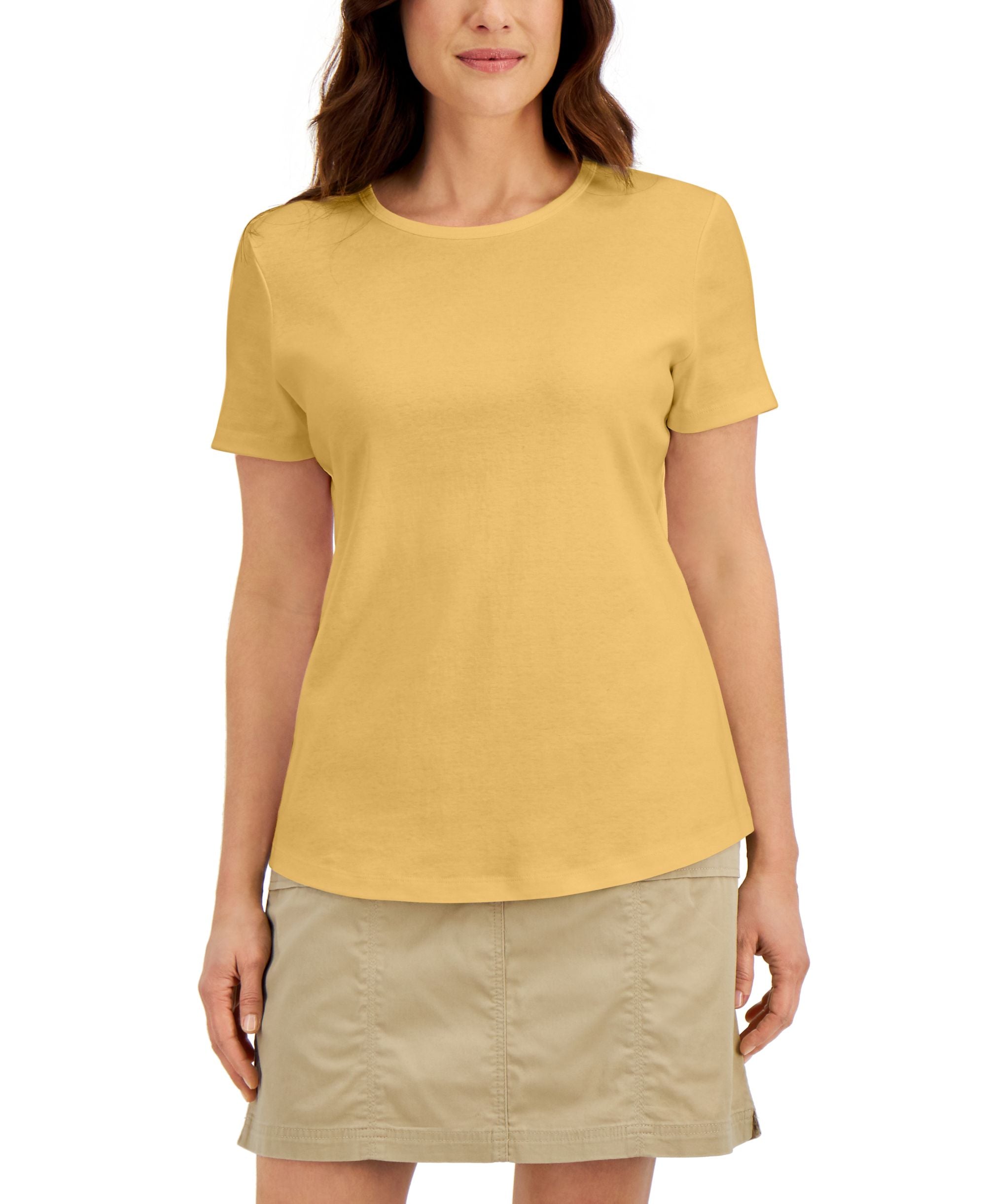 Karen Scott Cotton Short-Sleeve Crewneck Premium Top
