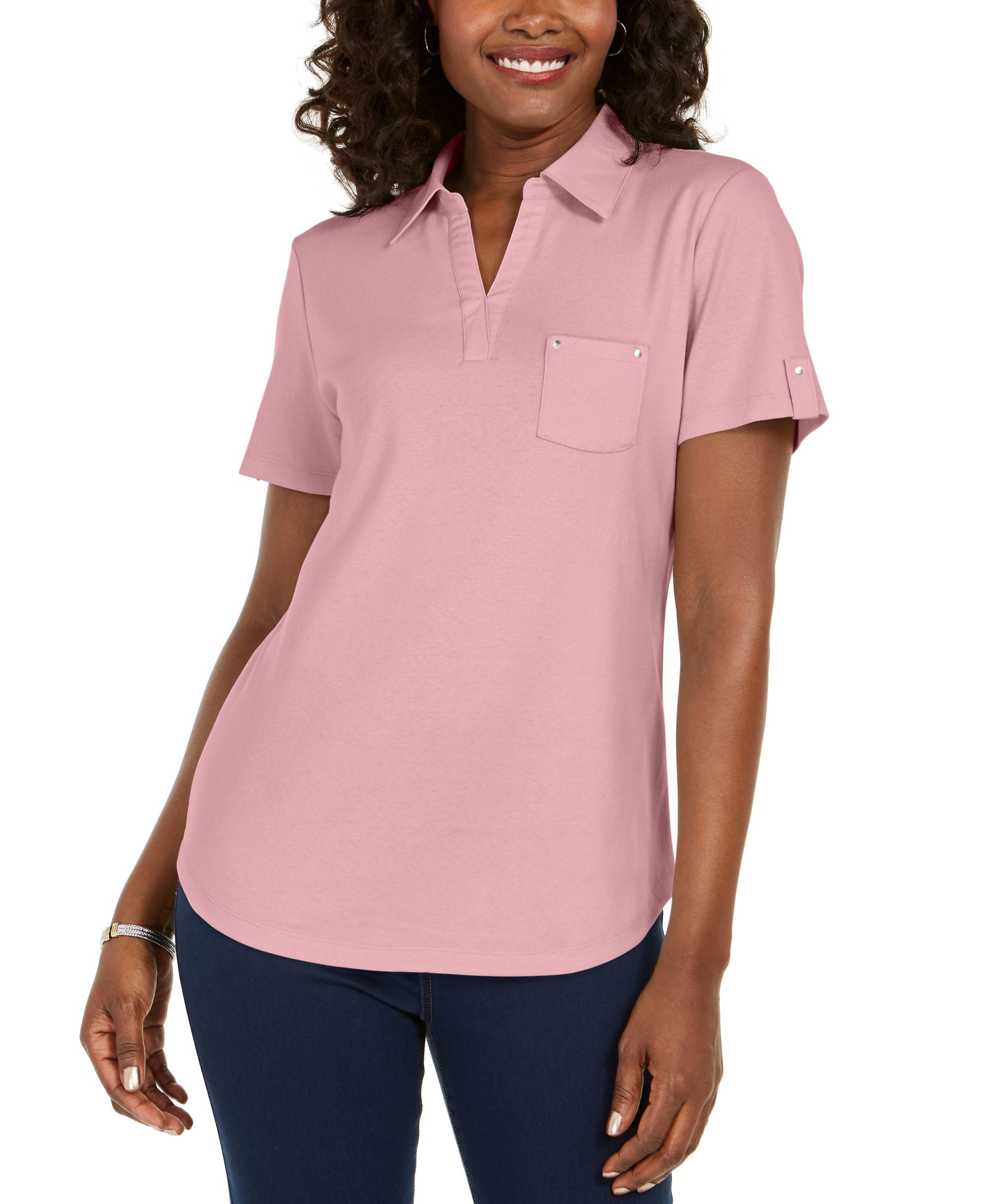 Karen Scott Cotton Polo Modern Shirt