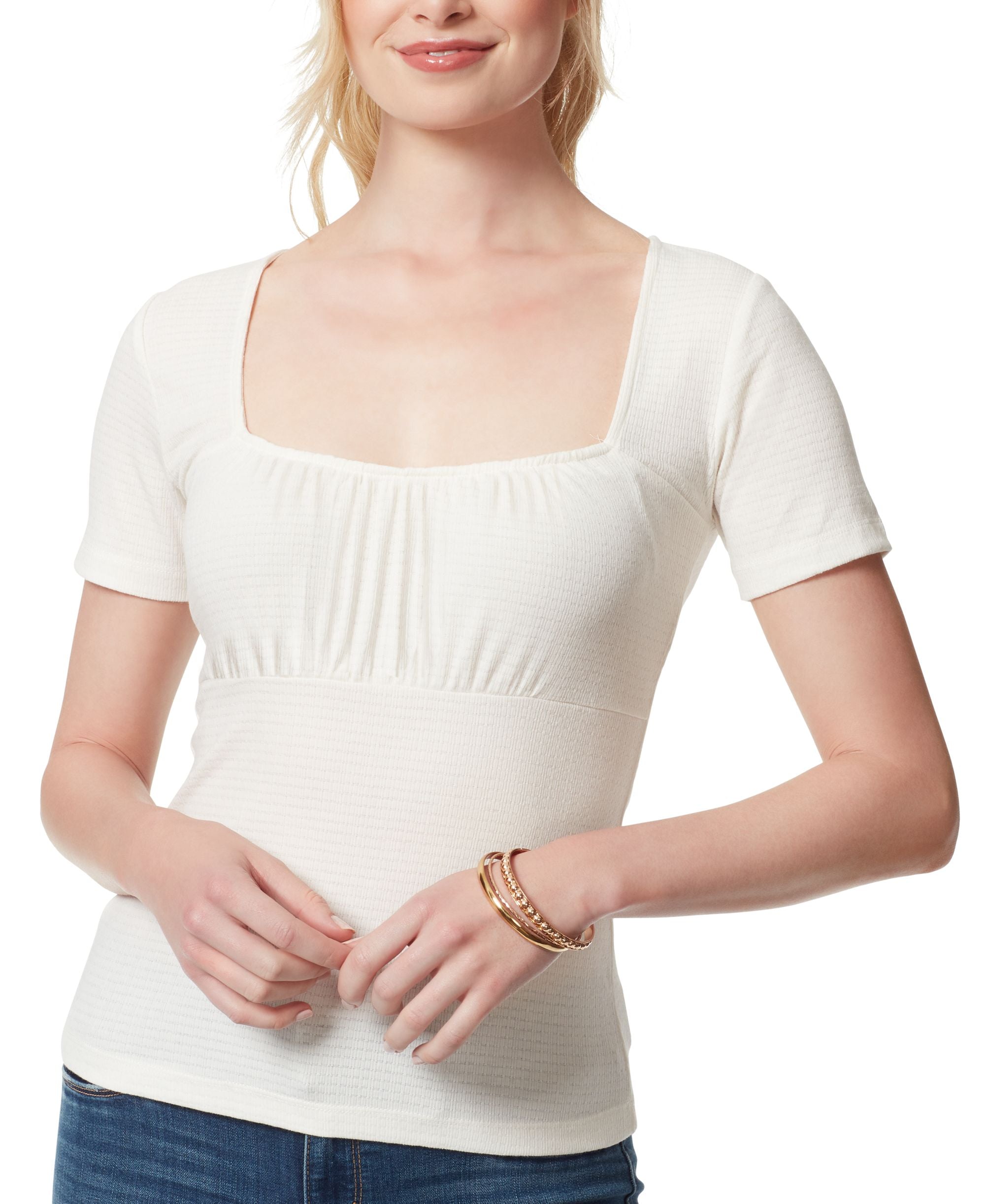 Jessica Simpson Jordyn Ruched Sweetheart Neckline Premium Top