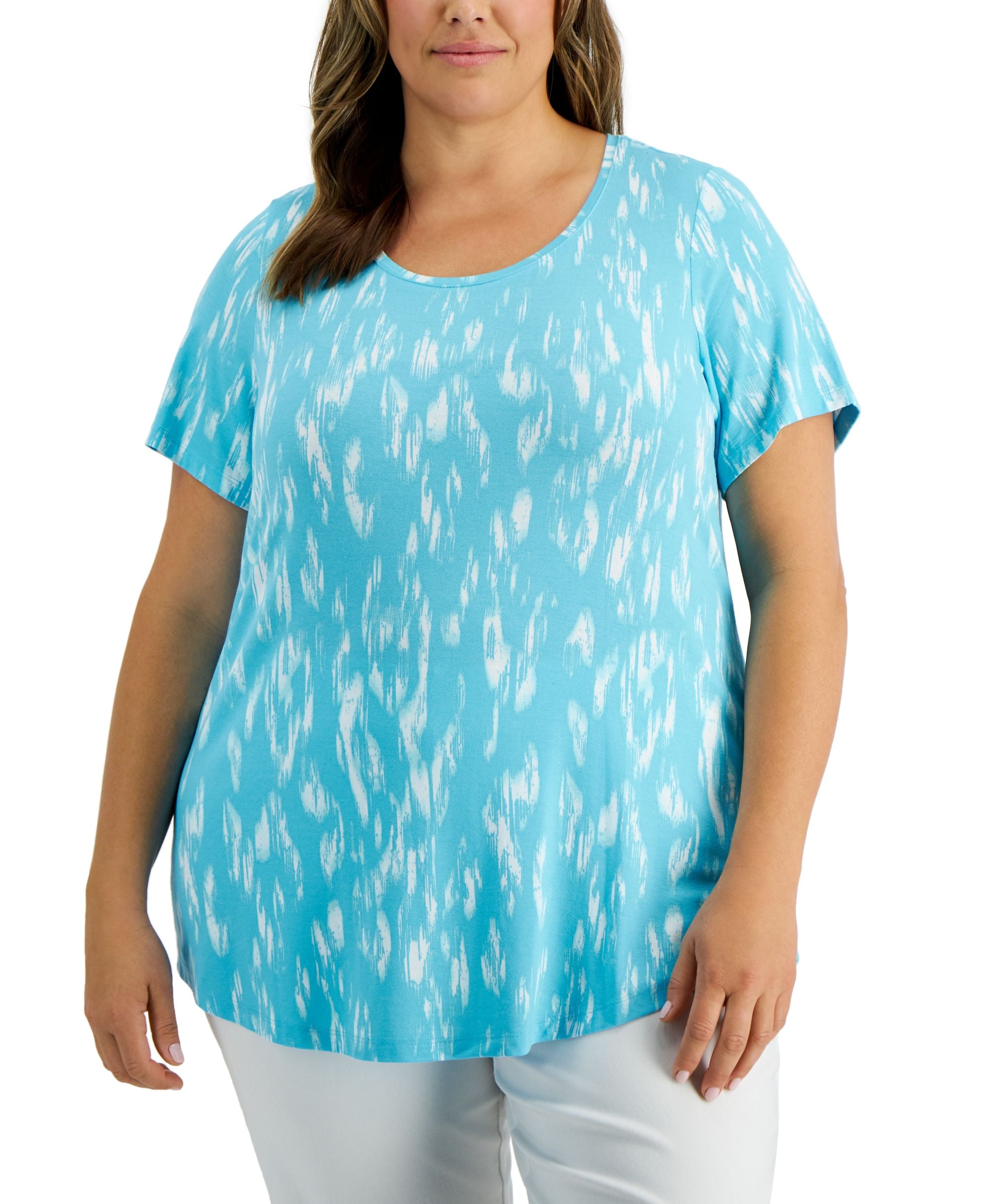 JM Collection Plus Size Wispy Print Premium Top
