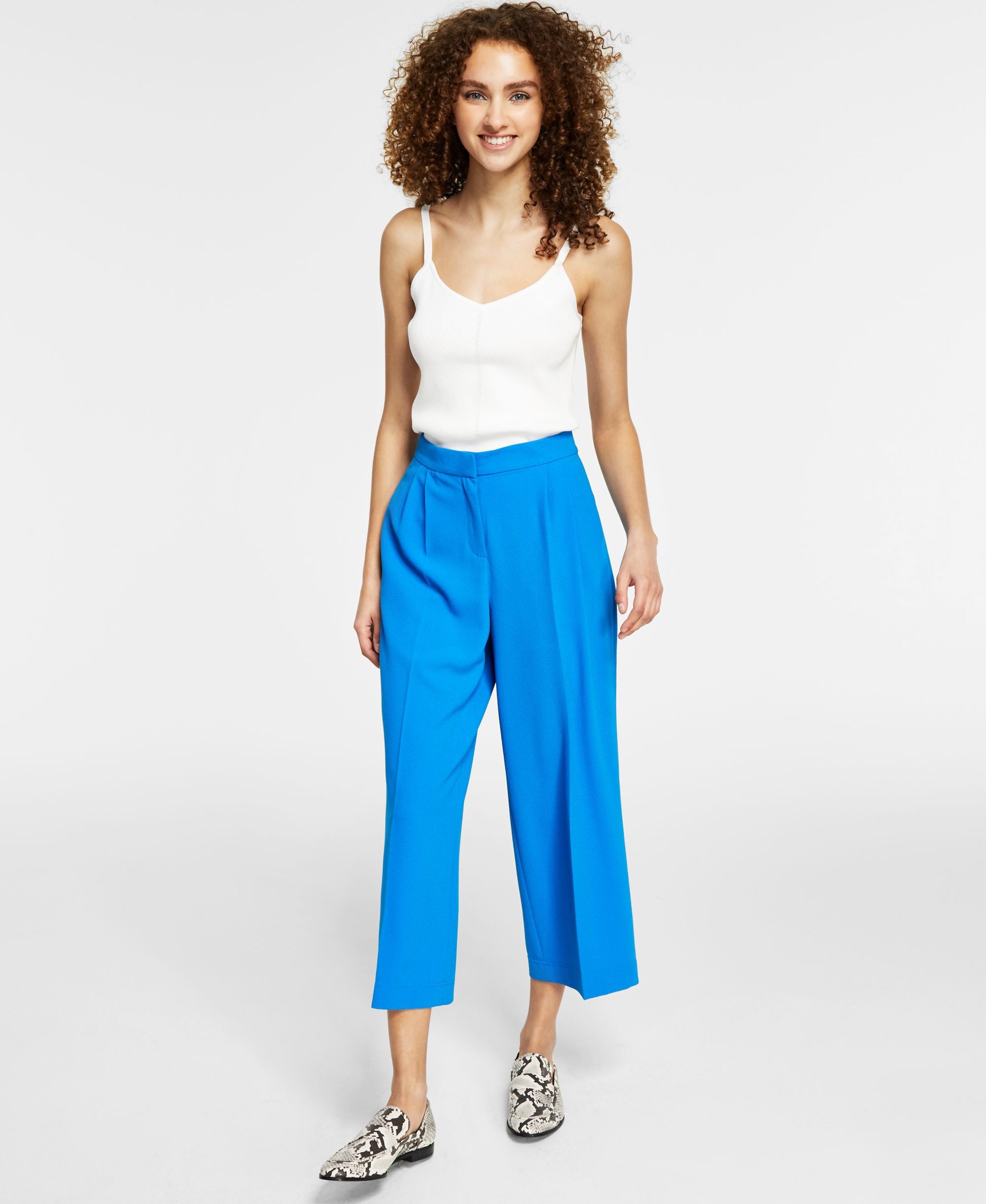 Bar III Womens Textured Crepe Wide-Leg Culotte Signature Pants