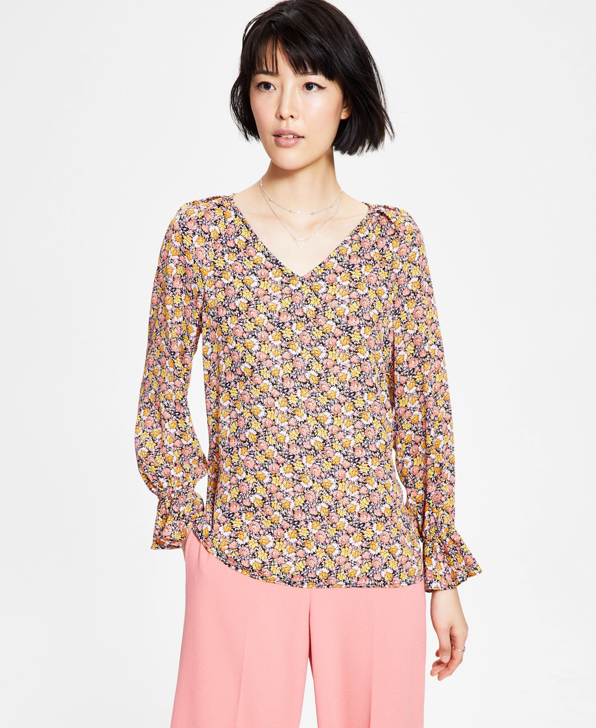 Bar III Womens Floral Print Premium Top