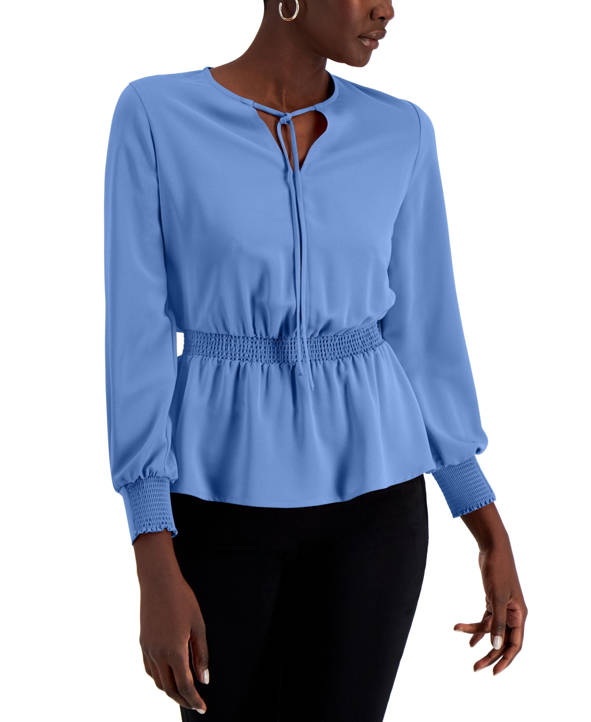 Alfani Smocked Peplum Premium Top