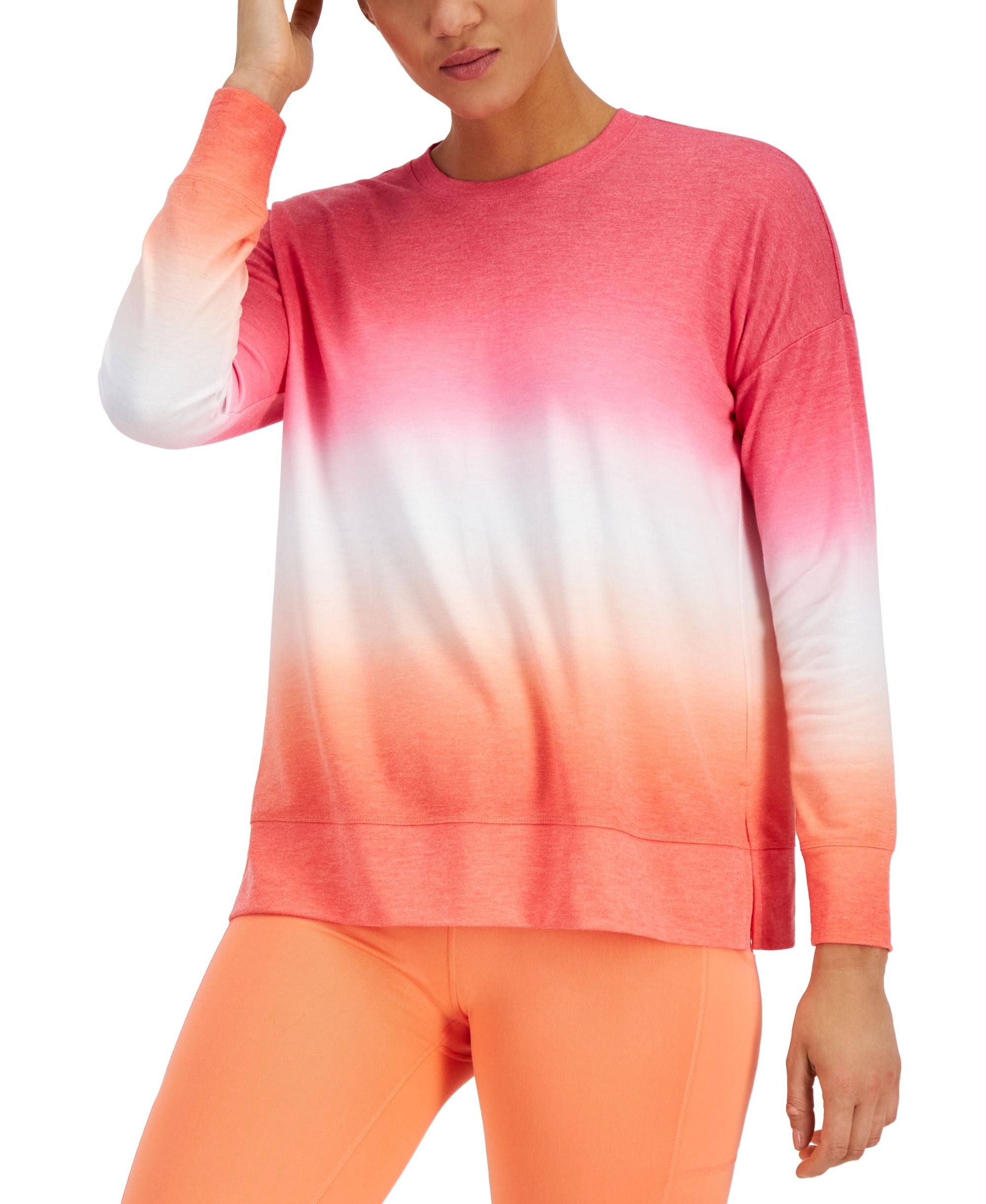 ID Ideology Womens Dip Dye Crewneck Premium Top