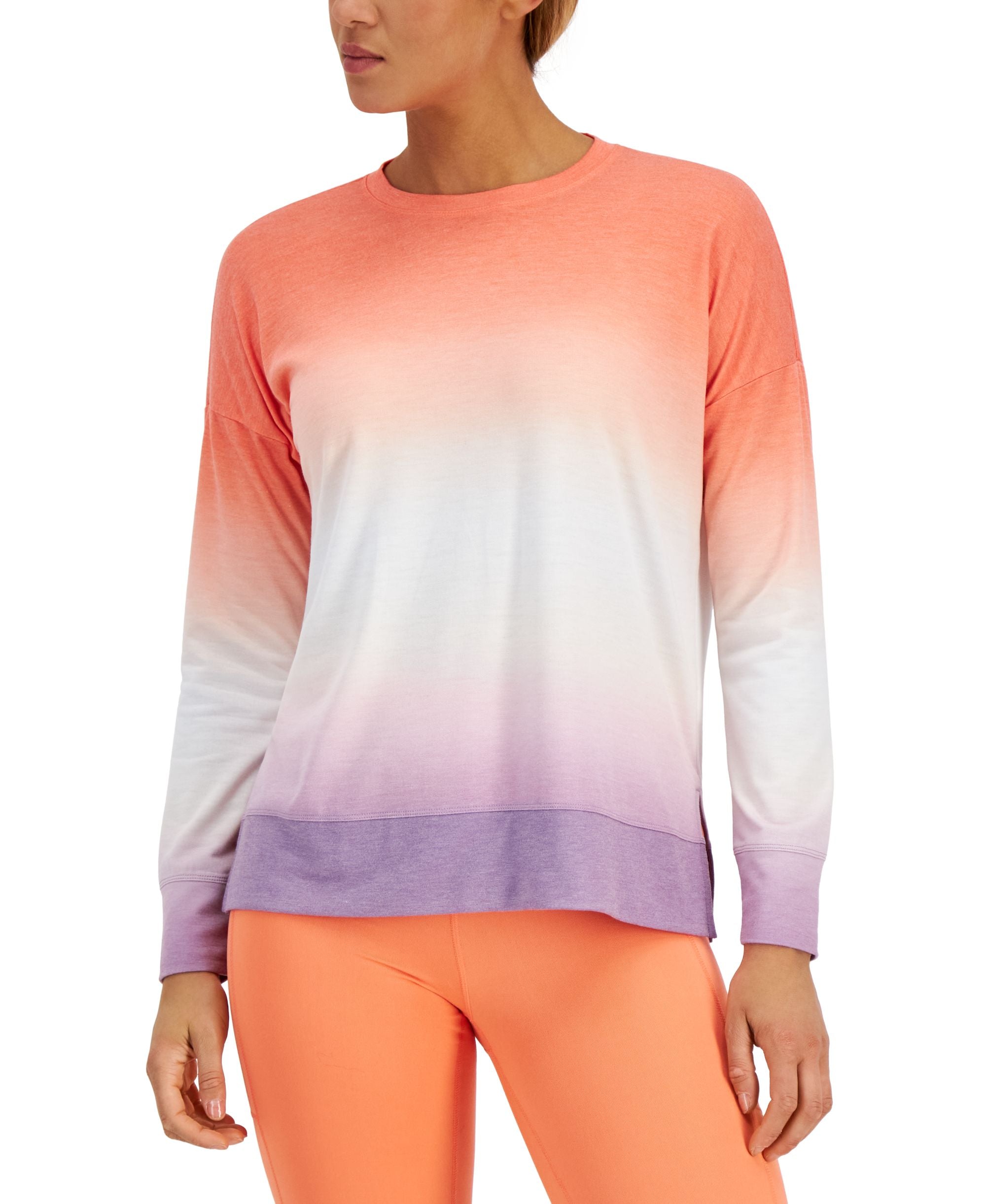 ID Ideology Womens Dip Dye Crewneck Premium Top