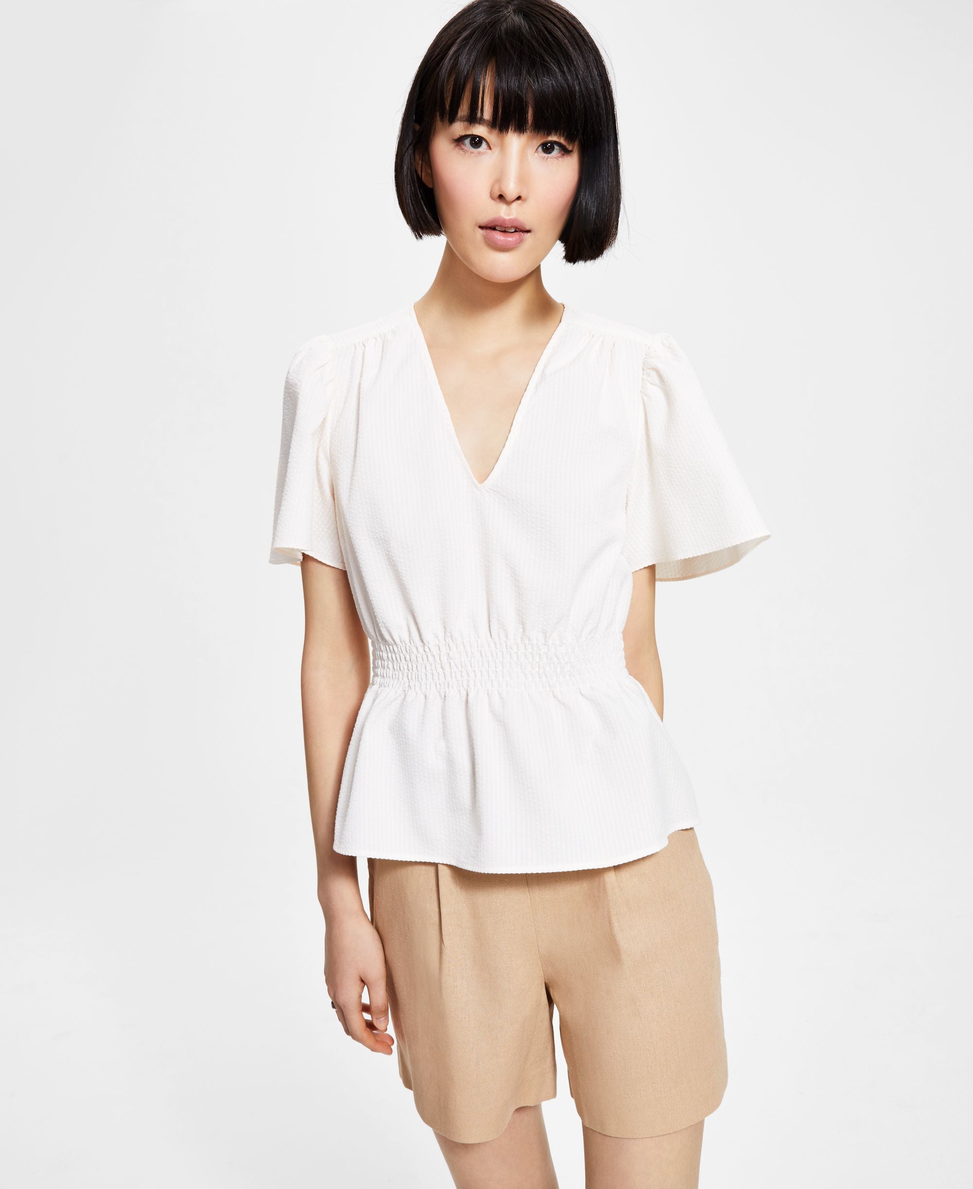 Bar III Womens V Neck Premium Top