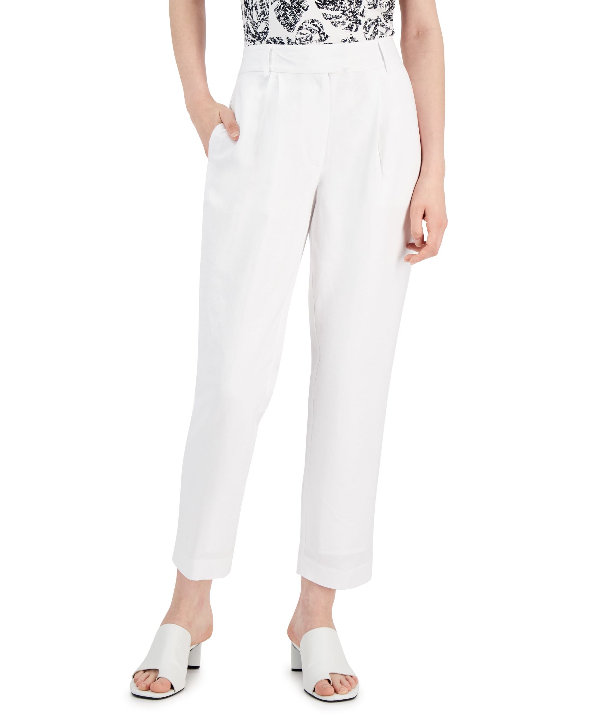Alfani Linen-Blend Tapered Leg Signature Pants
