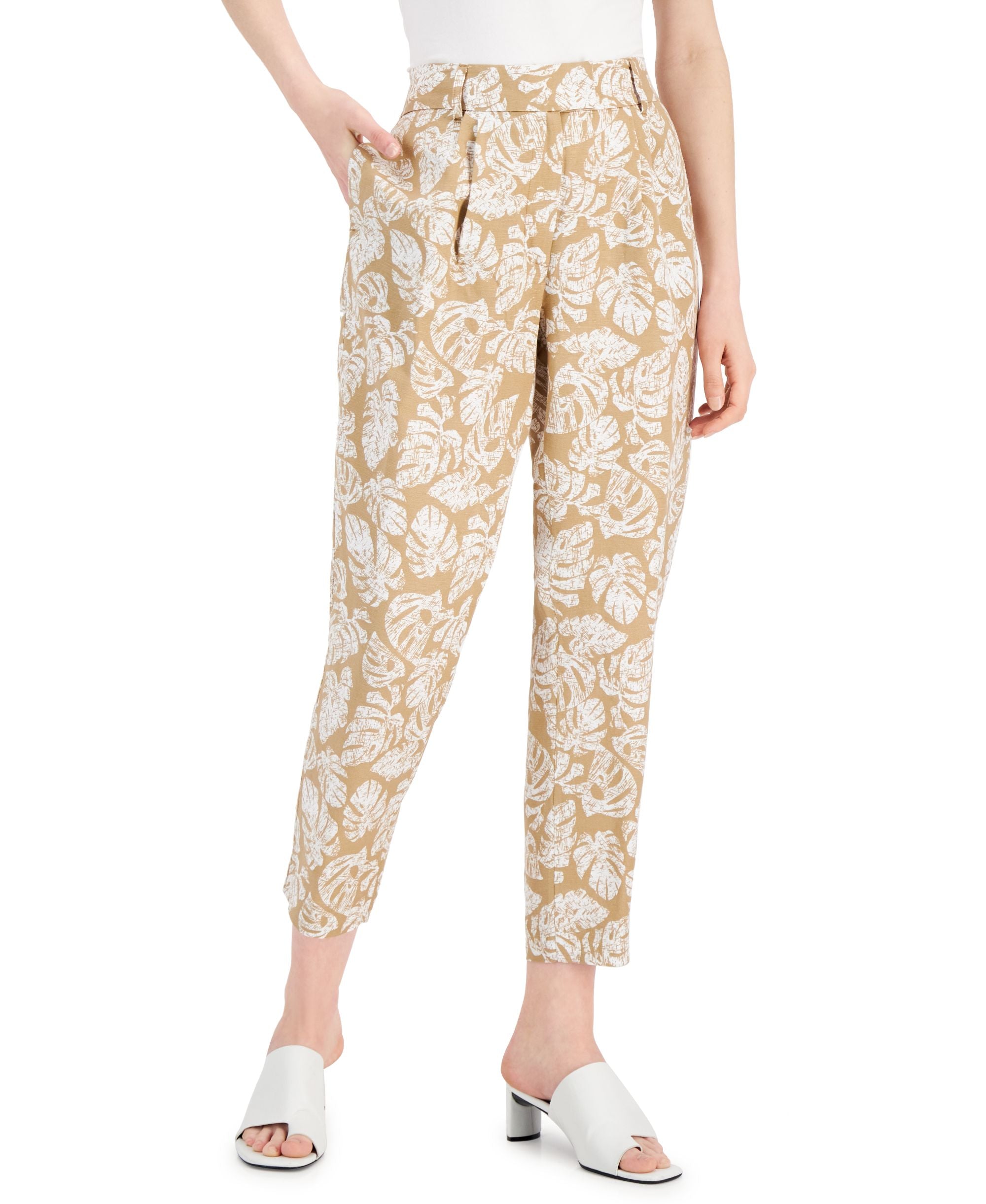 Alfani Linen-Blend Tapered Leg Signature Pants