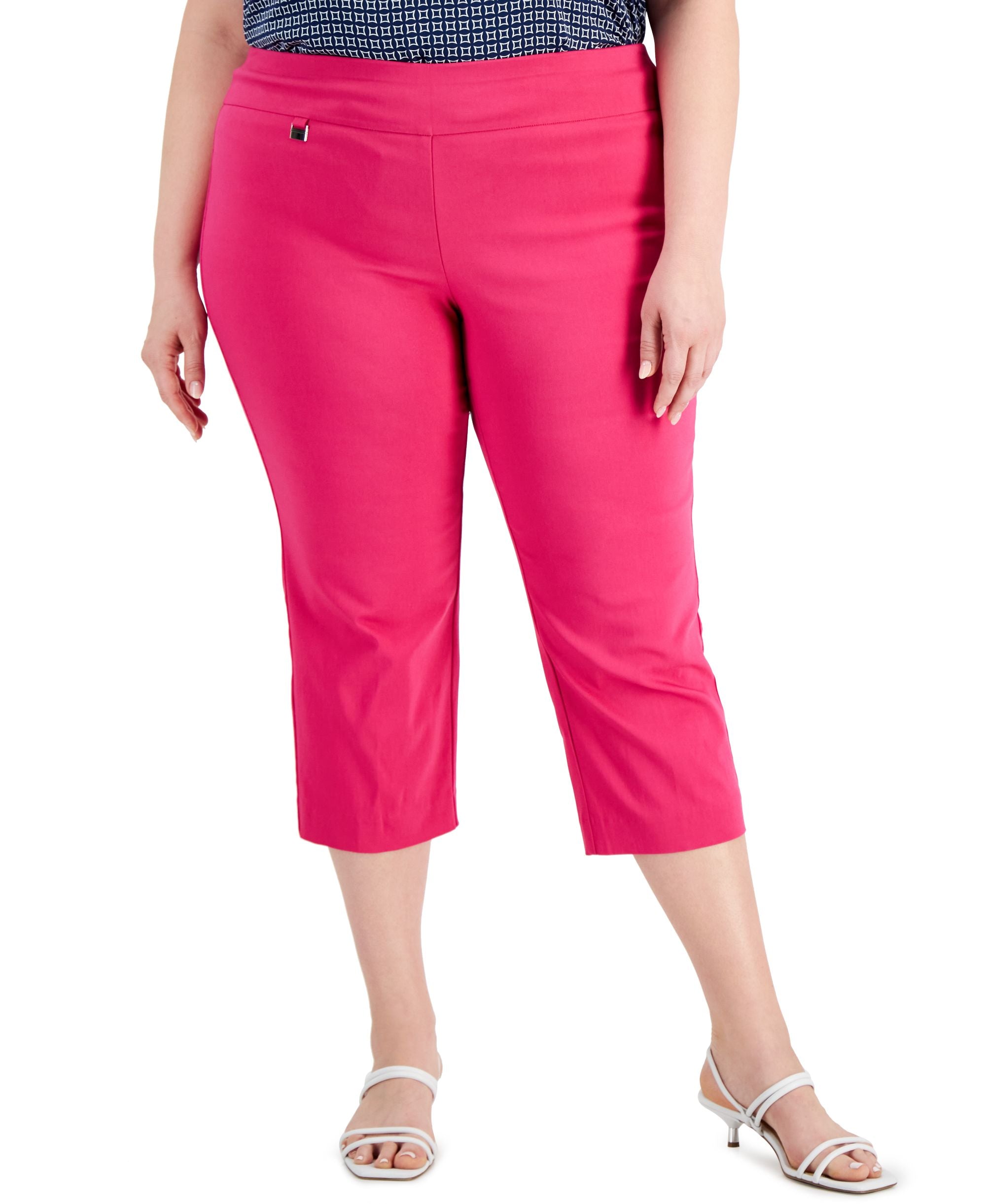 Plus Size Tummy-Control Capri-Length Signature Pants
