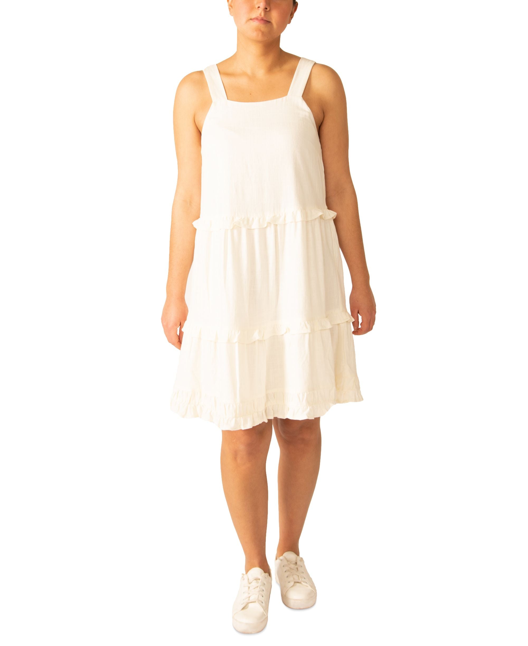Black Tape Tiered Flounce Ruffle Trim Dress