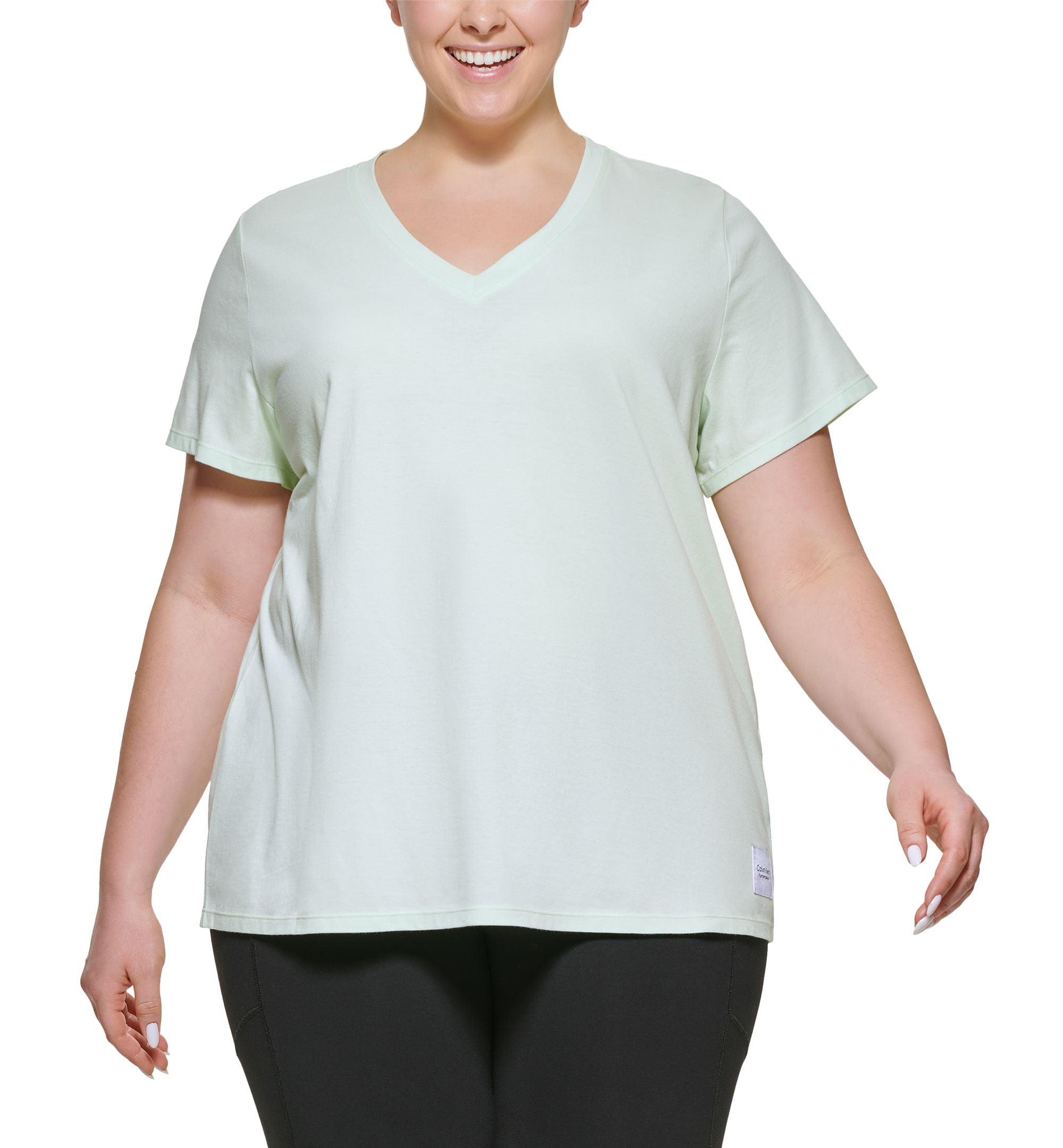 Calvin Klein Performance Womens Plus V-Neck Fitness Pullover Premium Top