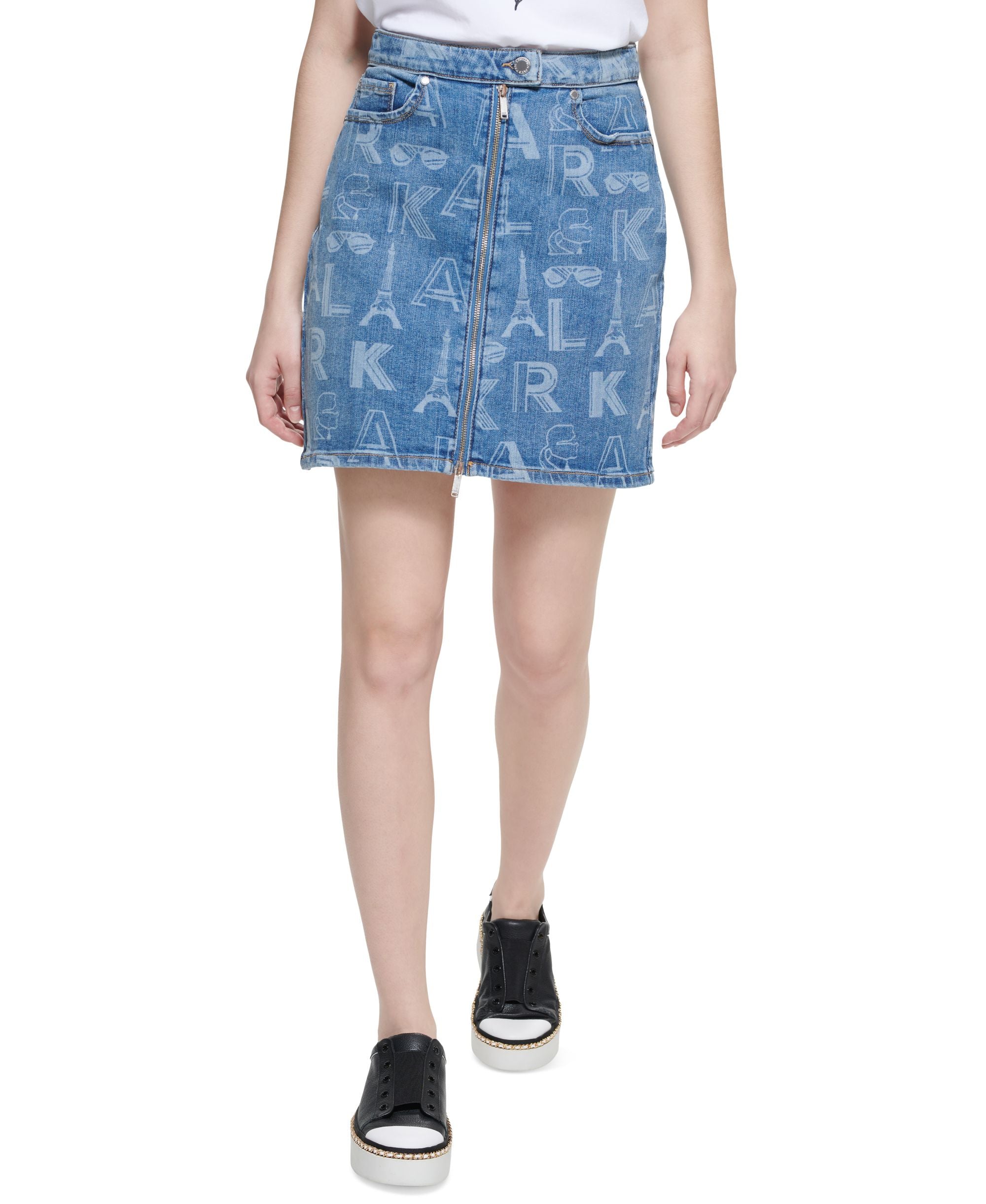 Karl Lagerfeld Paris Logo Print Mini Modern Skirt