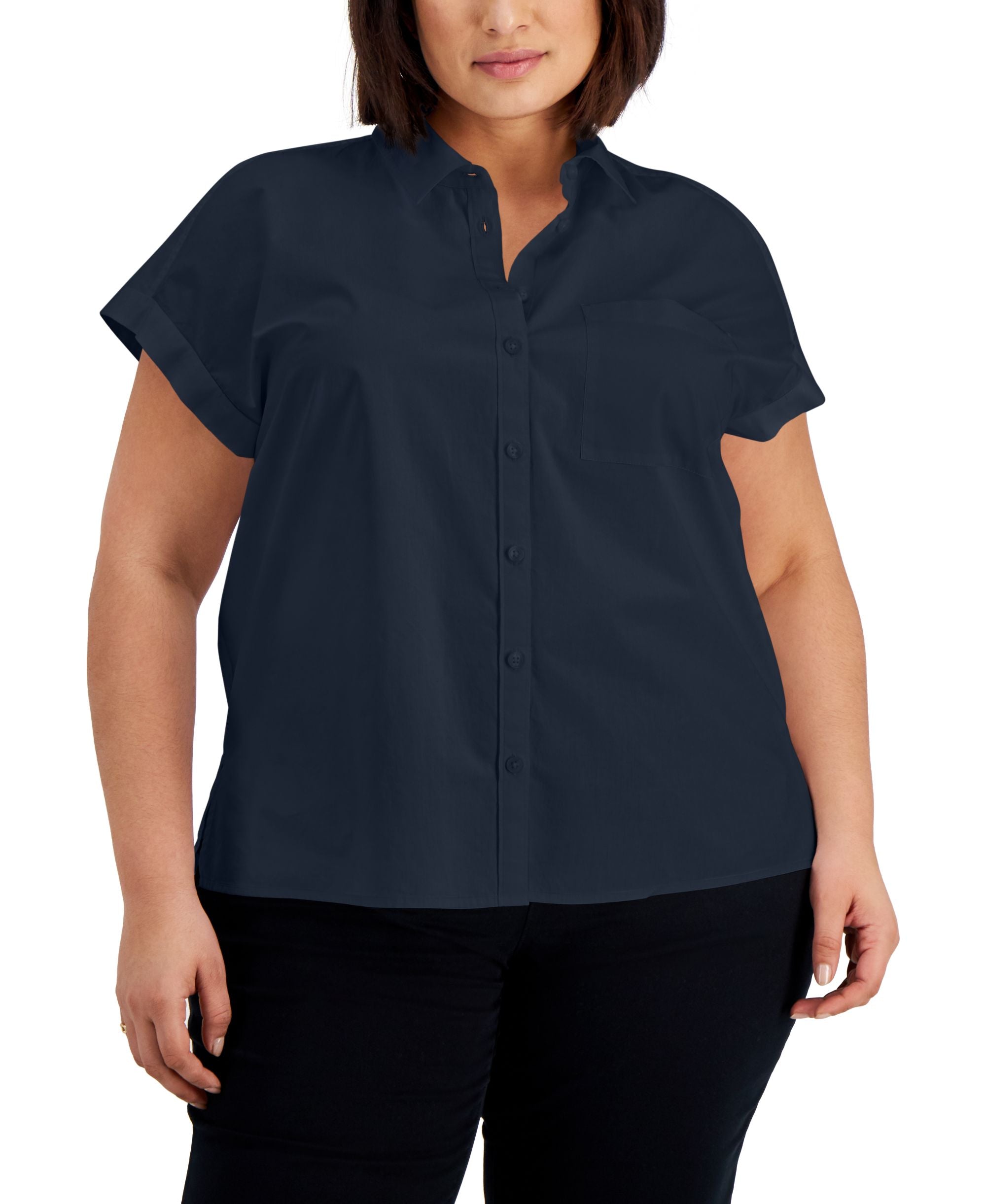 Style & Co Plus Size Cotton Camp Modern Shirt