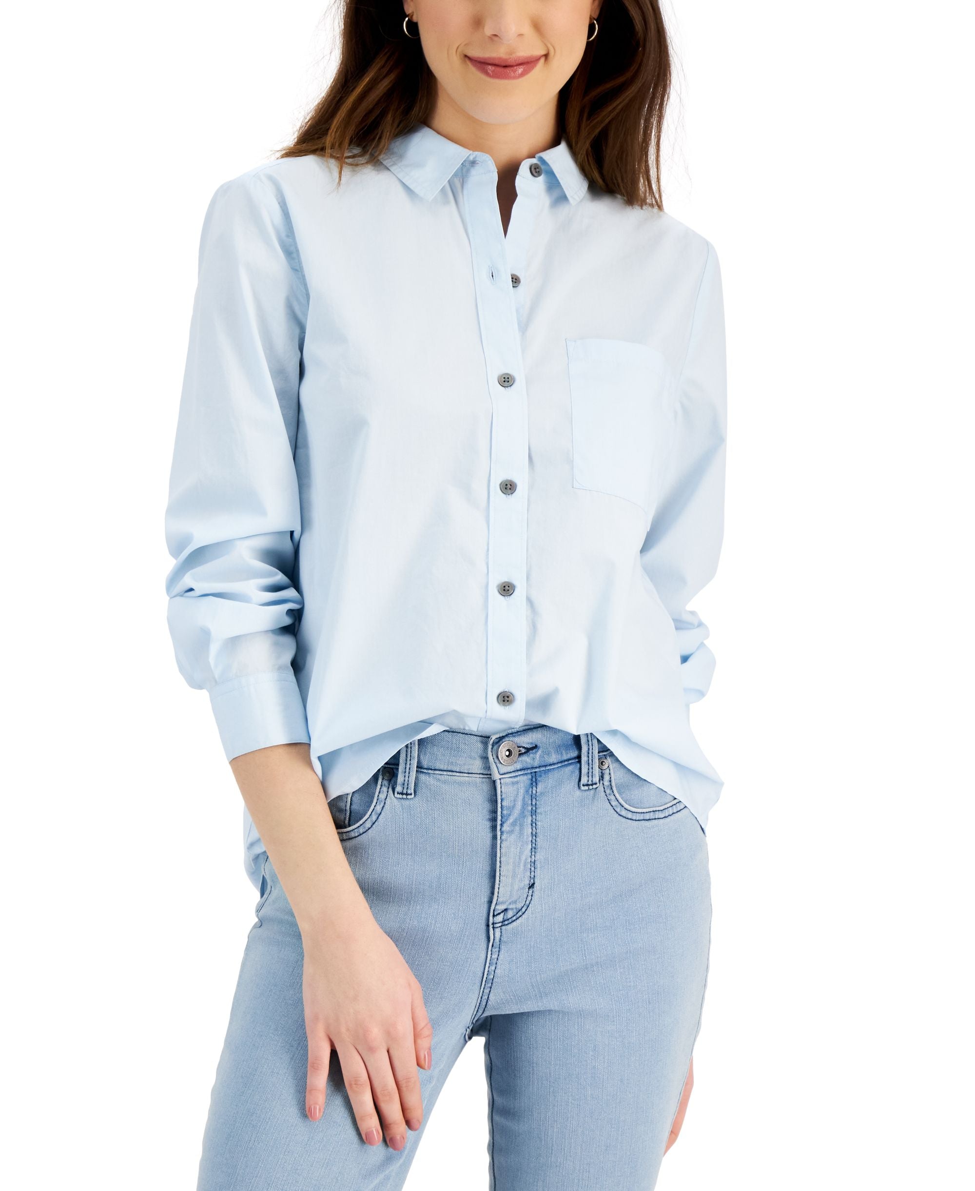 Style & Co Relaxed Fit Button-Front Modern Shirt