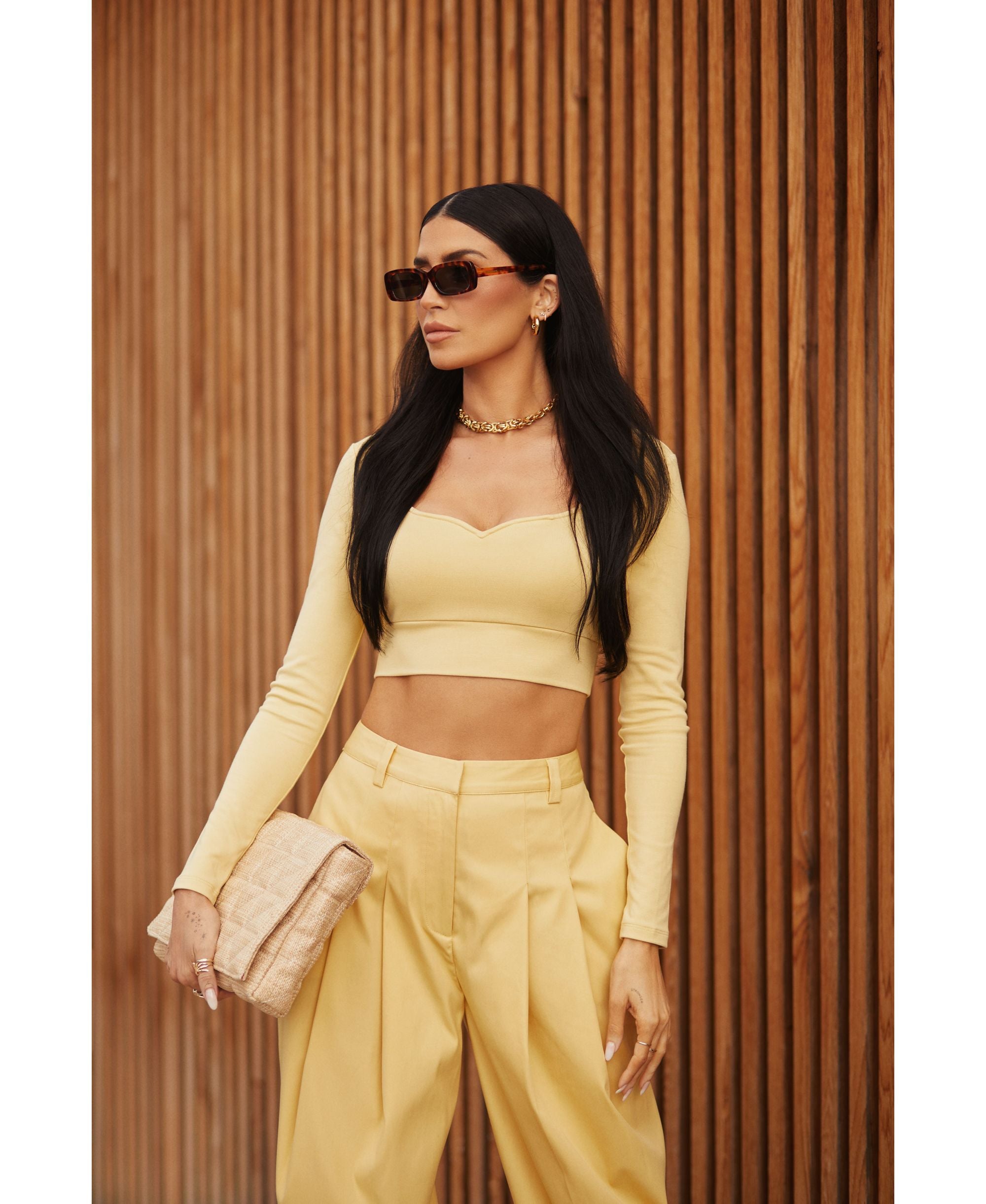 Bar III Nicole Williams English Cropped Long-Sleeve Premium Top