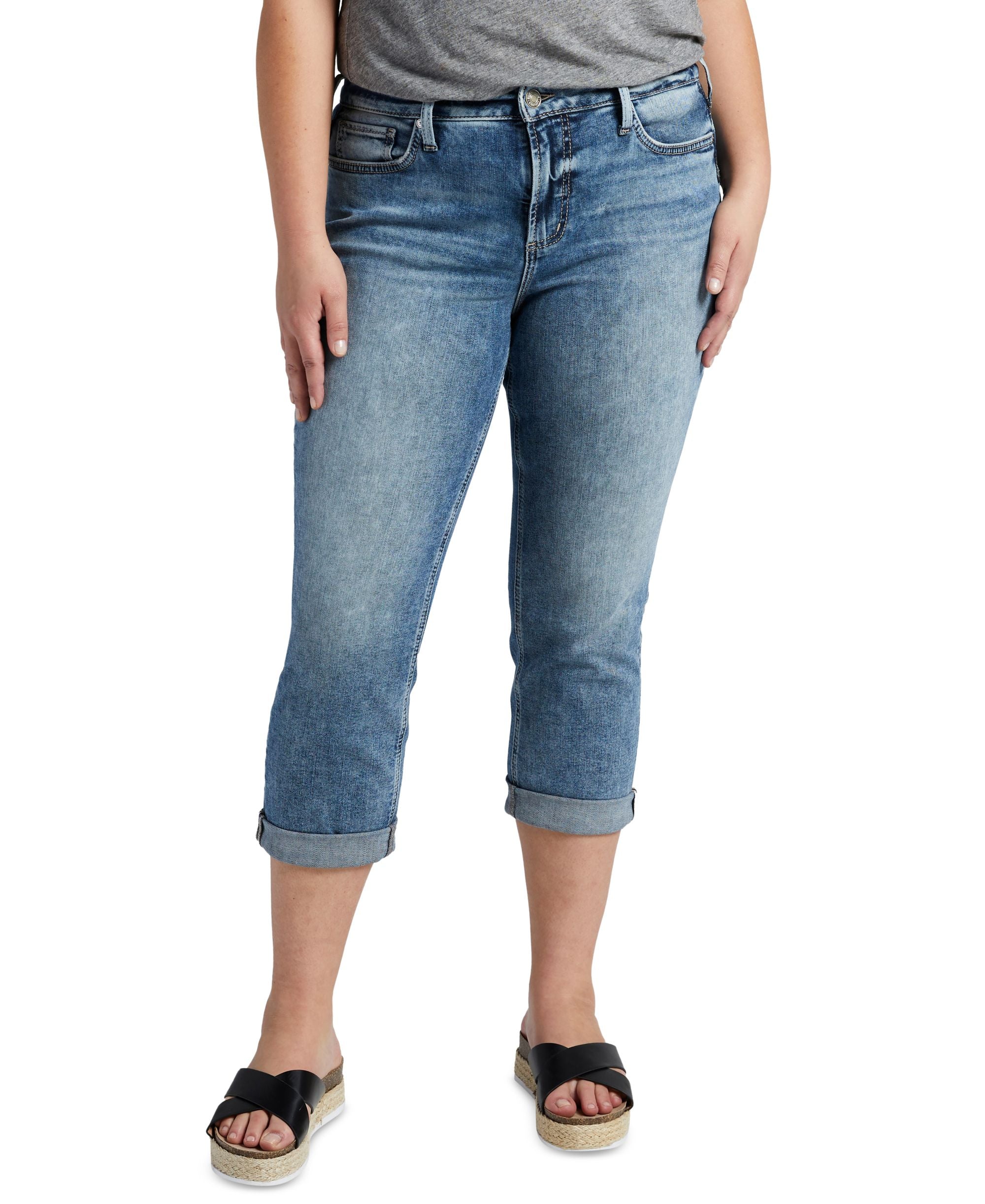 Silver Premium Jeans Co. Plus Size Suki Mid Rise Denim Capris